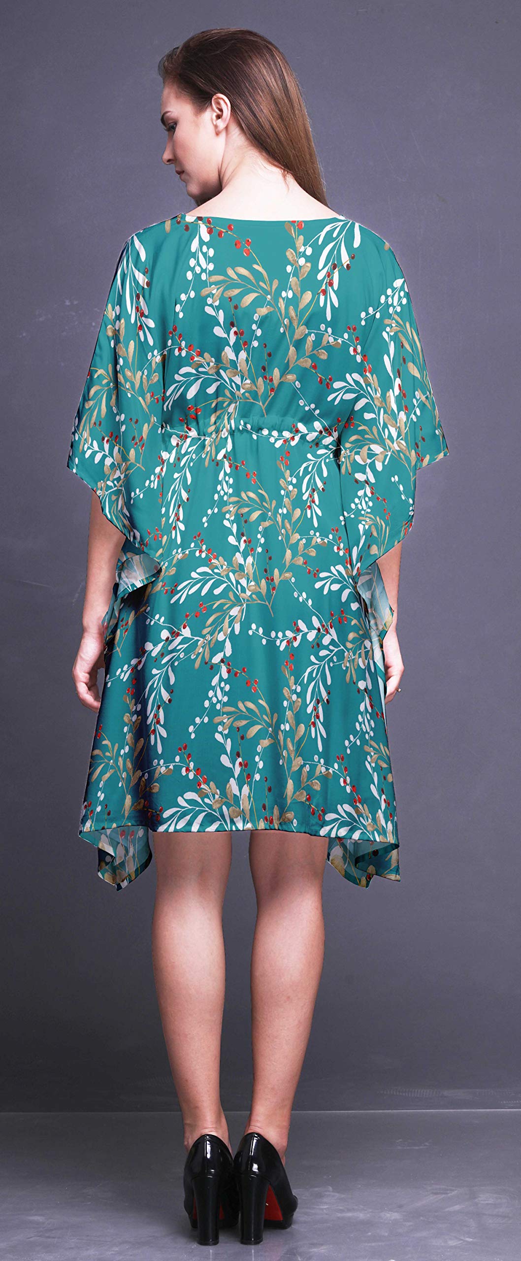 Bimba Women's Short Caftan Midi Dress - Beach Cover Up, Swimwear Cover Up, Boho Kaftan Dress for Poolside, Vacation & Summer Outfits