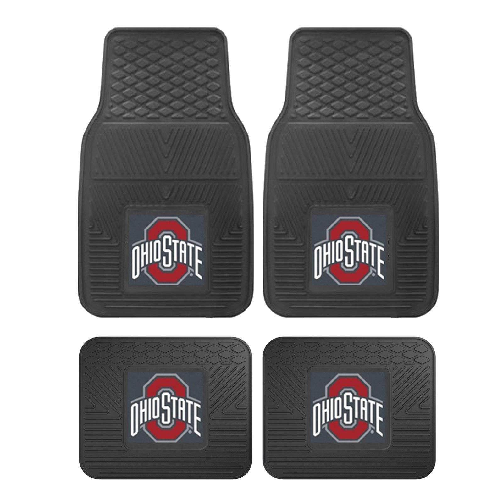Ohio State Buckeyes All-Weather Vinyl Floor Mats & Rally Seat Covers Set - Durable Car Accessories for Trucks, SUVs & Sedans - Perfect for Game Day Tailgating & Fan Gear Enthusiasts
