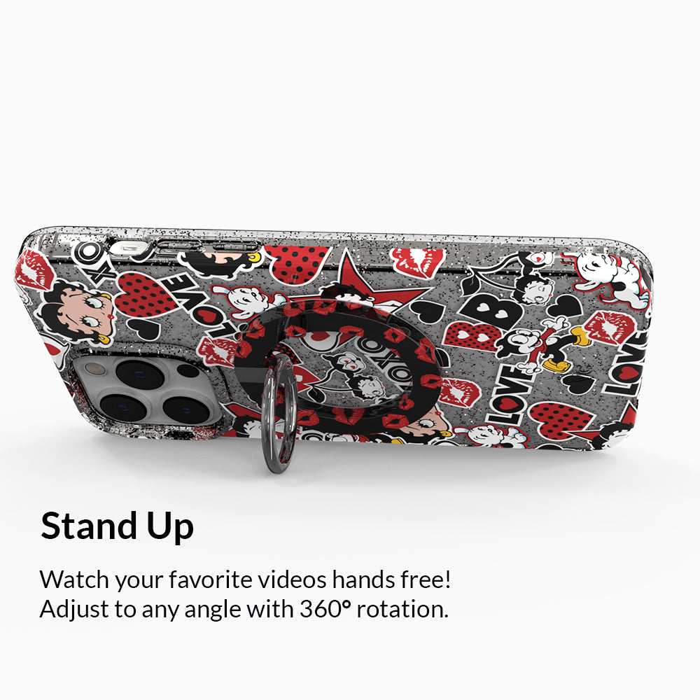 Betty Boop Kisses MagSafe Grip Ring - Magnetic Phone Holder for iPhone 12/13/14/15 Pro Max, Secure Grip & Stand - Perfect for Driving, Workout, and Hands-Free Use