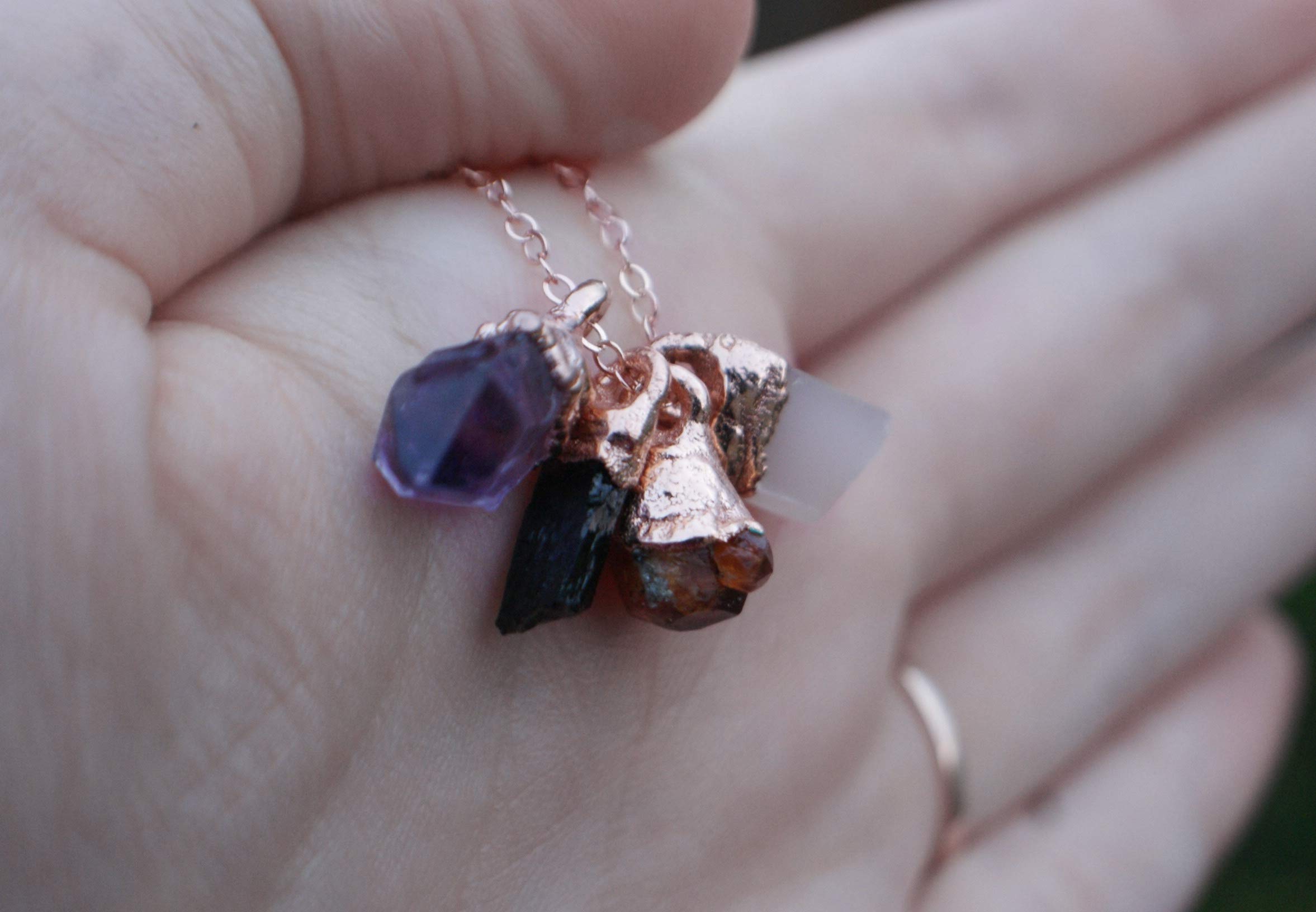 Personalized Raw Crystal Birthstone Necklace - Custom Electroformed Jewelry for Women, Mom, Wife - Unique Birthday, Anniversary & Mother's Day Gift - Perfect for Everyday Wear & Special Occasions