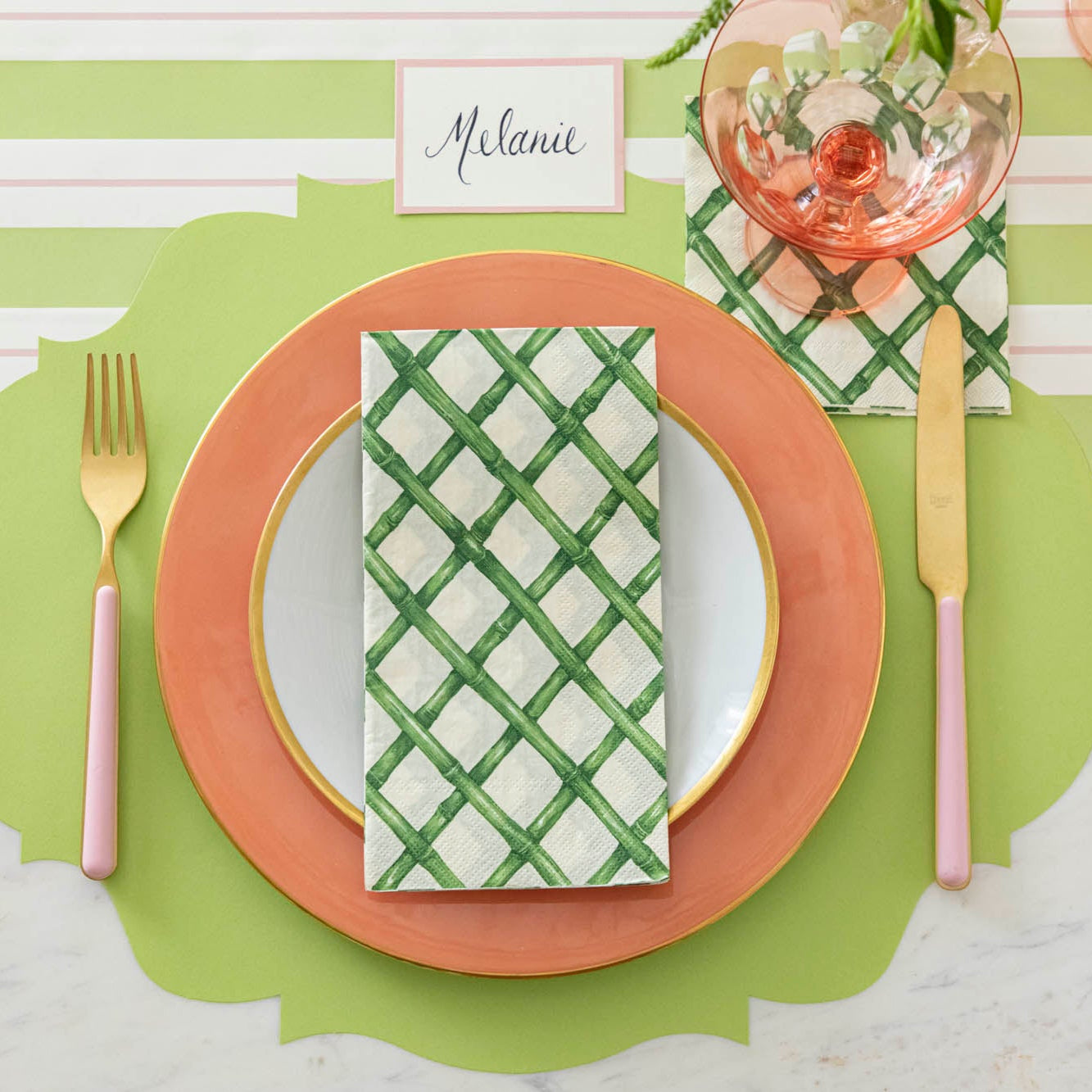 Premium Green Lattice Cocktail Napkins - 100-Pack Elegant Party Napkins for Weddings, Bridal Showers & Cocktail Parties - Absorbent & Decorative Drink Napkins for Home Bar & Special Events
