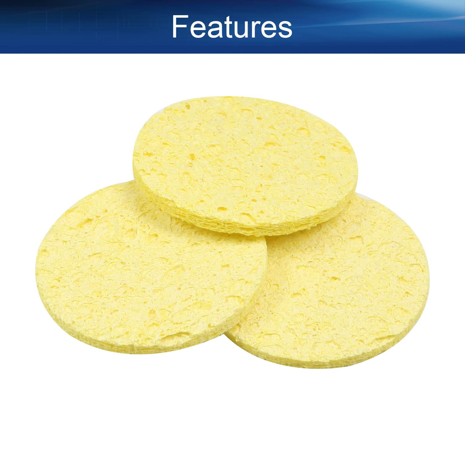 Heyiarbeit 20Pcs 55x55x11mm Soldering Sponge - Replacement Cleaning Sponge for Soldering Iron Tips, Round Yellow - Perfect for Electronics Repair, DIY Projects & Circuit Board Maintenance