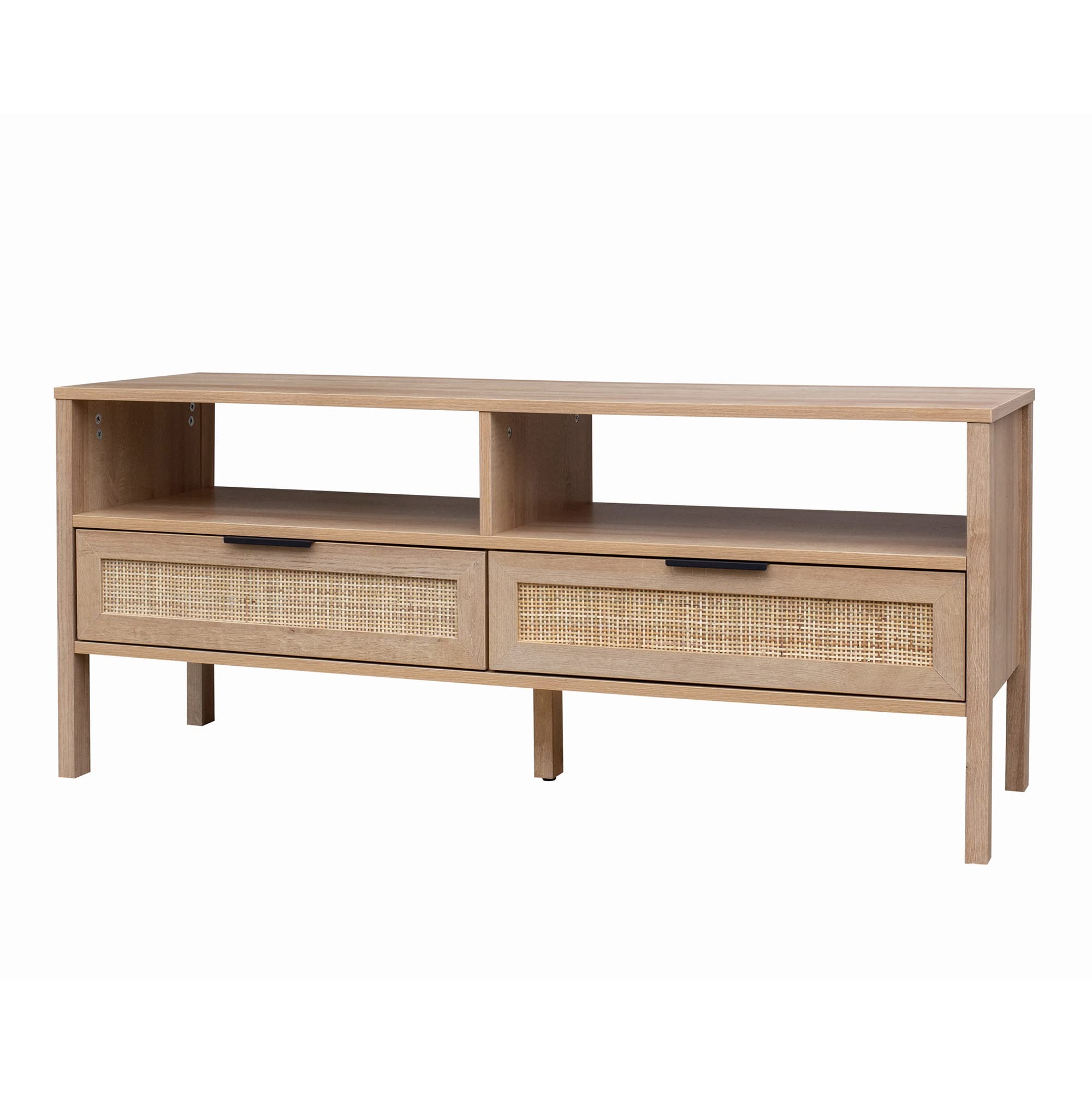 Decor Therapy Piper Rattan TV Stand with Storage for TVs up to 59