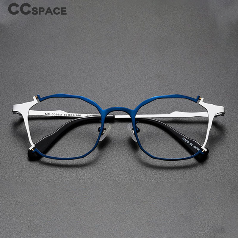 CCspace Unisex Full Rim Irregular Square Titanium Rivet Eyeglasses 54535 - Lightweight Durable Frame for Work, Reading & Fashion