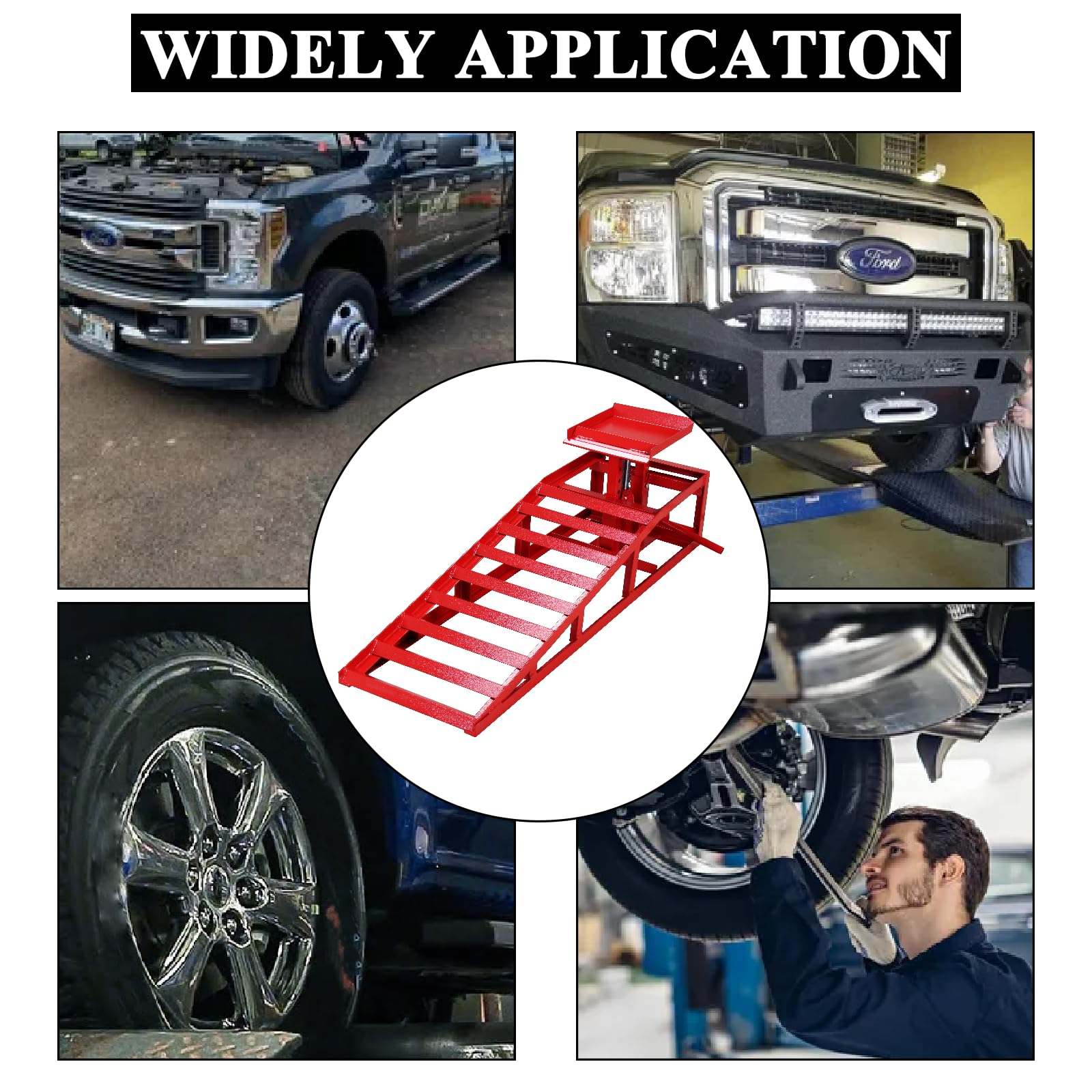 2 Pack Heavy Duty Hydraulic Car Ramps - 5 Ton (11,000 lbs) Capacity, Low Profile Vehicle Lift Ramps for Trucks, Trailers & Garage Repairs - 9.8