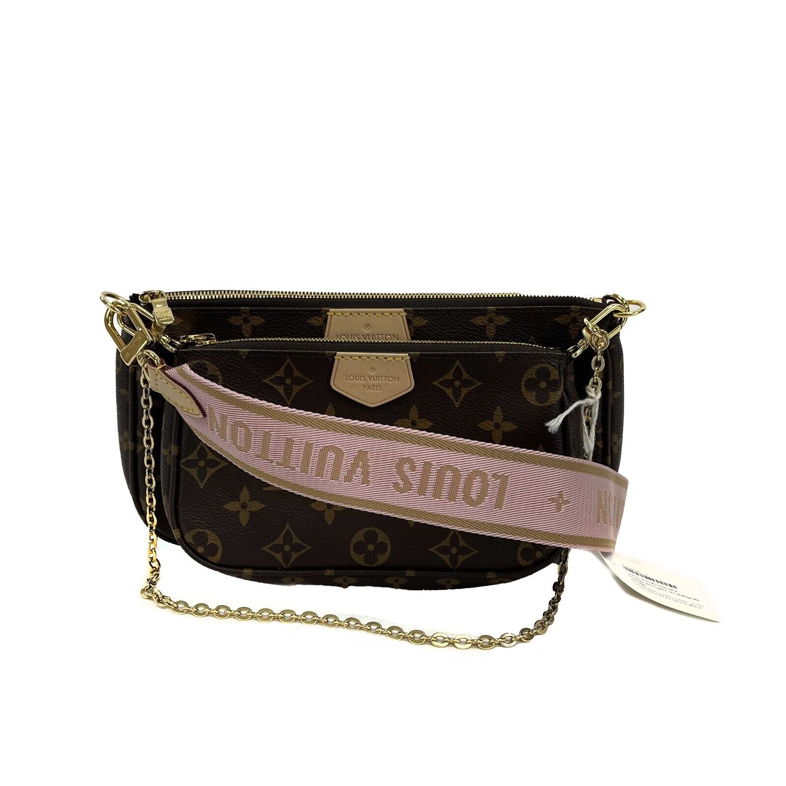 Authentic Louis Vuitton Multi Pochette Accessories Crossbody Bag in Light Pink & Brown - New Luxury Handbag for Women, Perfect for Date Night & Travel