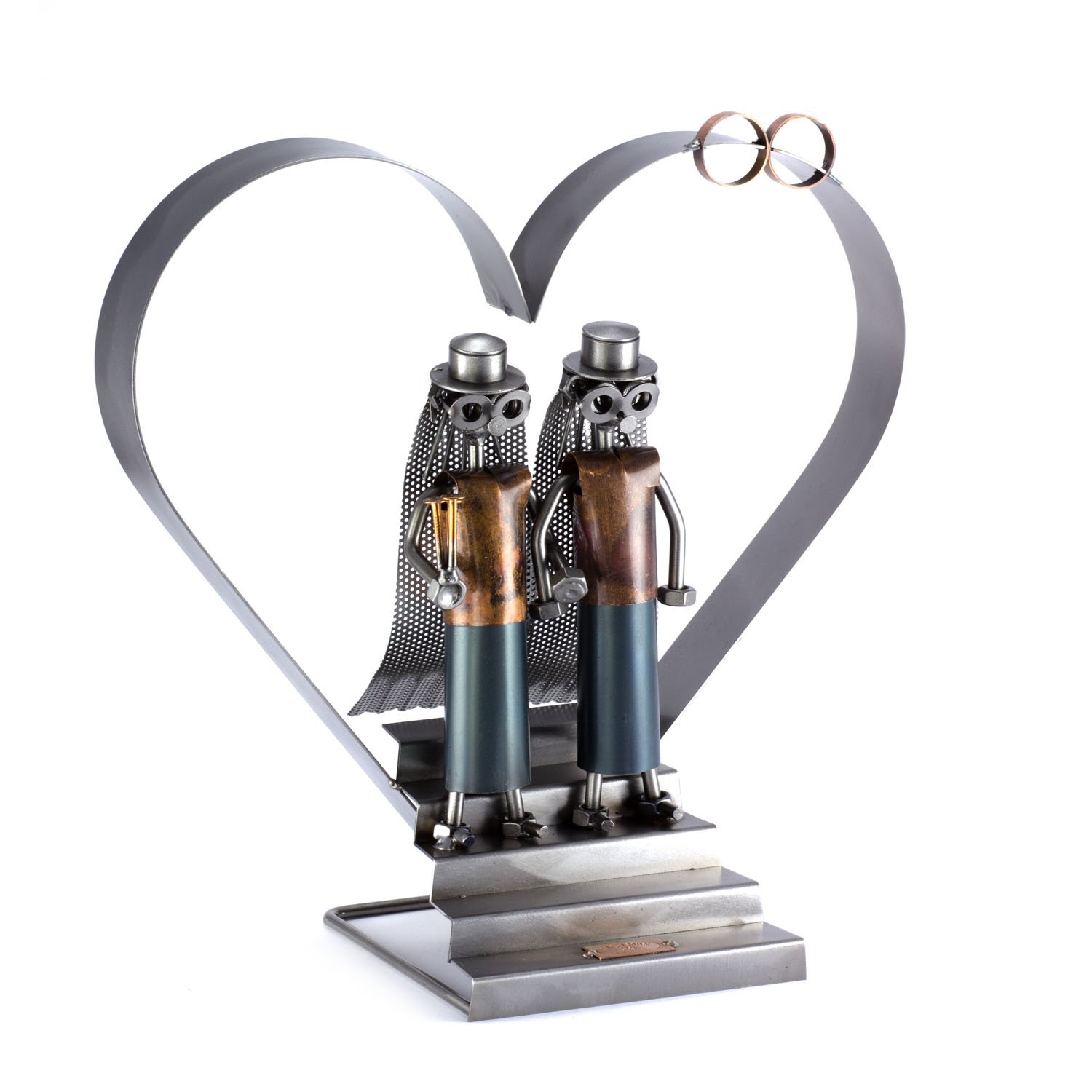 Handmade XXL Nuts and Bolts Metal Sculpture - Bride and Bride Figurine | Made in Germany | Unique Wedding Decor, Home Ornament & Gift Idea