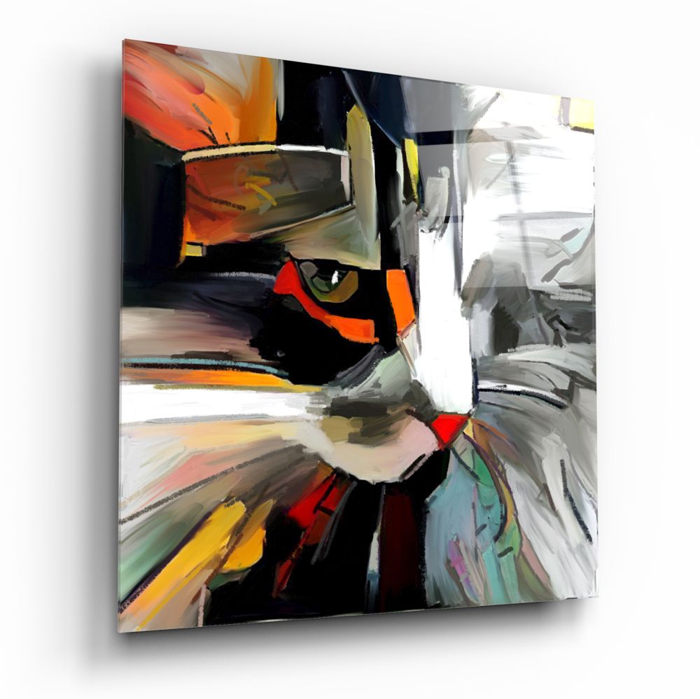 Abstract Cat Art Print - Modern Feline Wall Decor for Home & Office - Perfect for Living Room, Bedroom, or Gift Giving