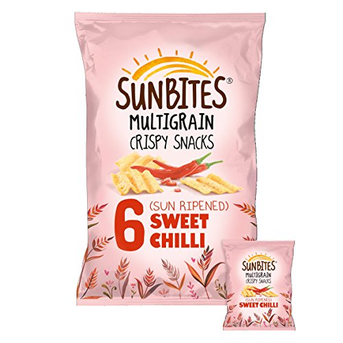 Walker's Sunbites Sweet Chilli Flavor Baked Corn Snacks - 6 Pack (25g Each) | Case of 8 | Healthy Gluten-Free Snacks for Office, School & Road Trips