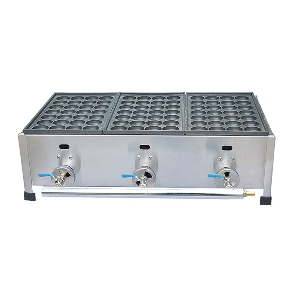 Commercial 3-Plate LPG Gas Takoyaki Maker - Japanese Octopus Ball & Fish Ball Grill Machine for Street Food, Home Cooking & Party Snacks