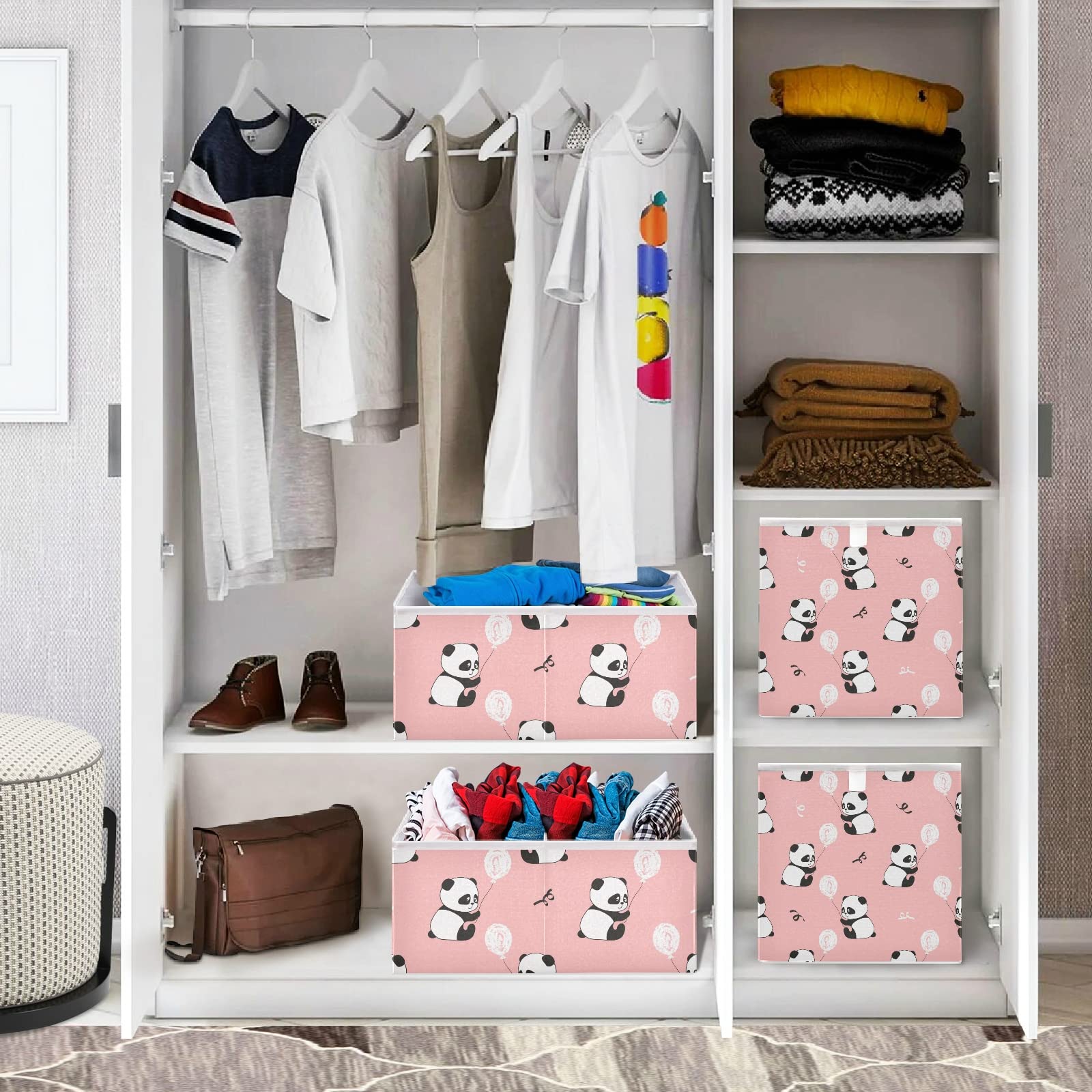Cute Panda Storage Basket - Collapsible Rectangular Bin for Toys, Towels & Organizing | Perfect for Living Room, Office & Nursery Storage