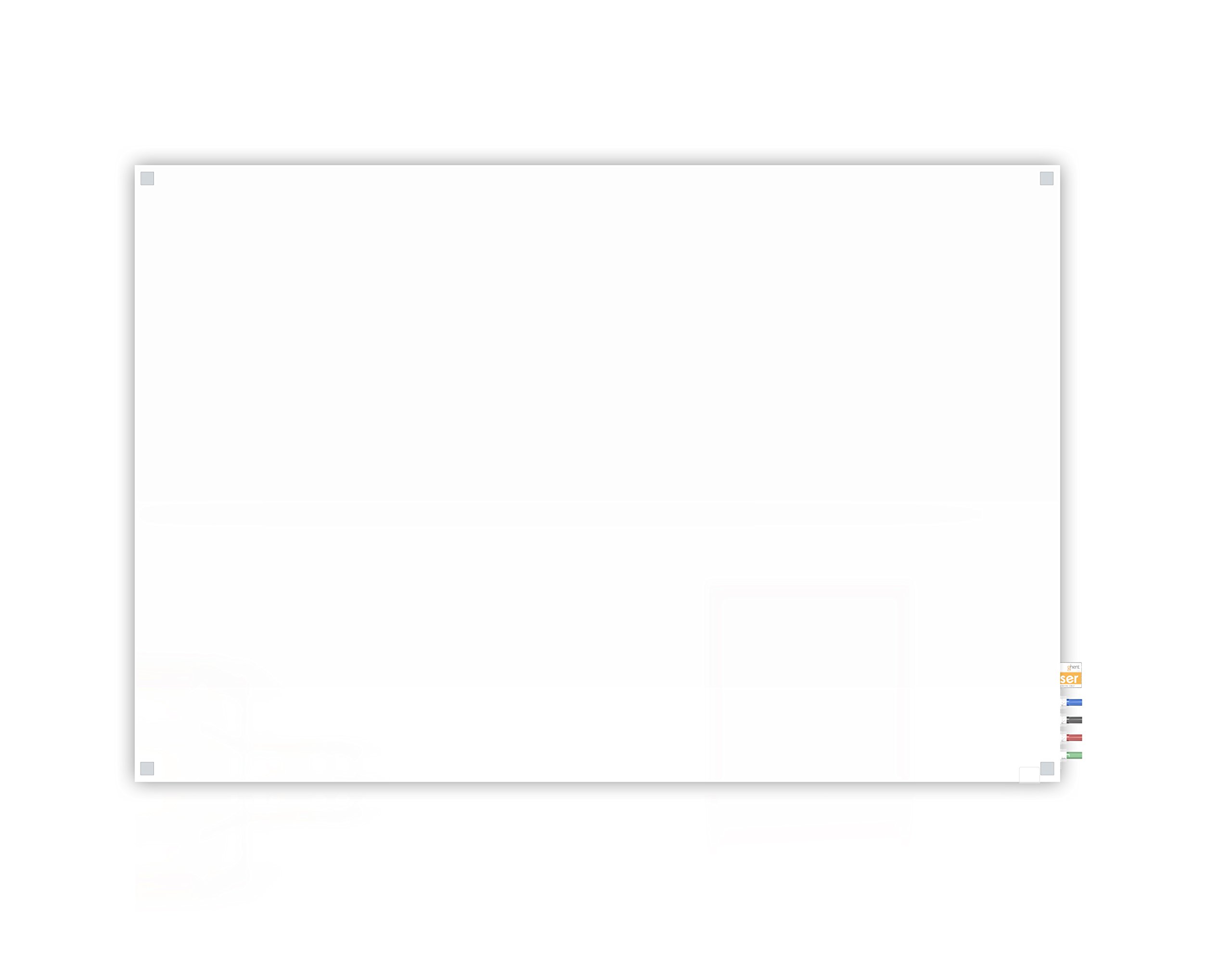 4'x4' Harmony Glass Whiteboard - Square Corners, White Surface with 4 Markers & Eraser Included - Perfect for Home Office, Classroom & Conference Room Presentations