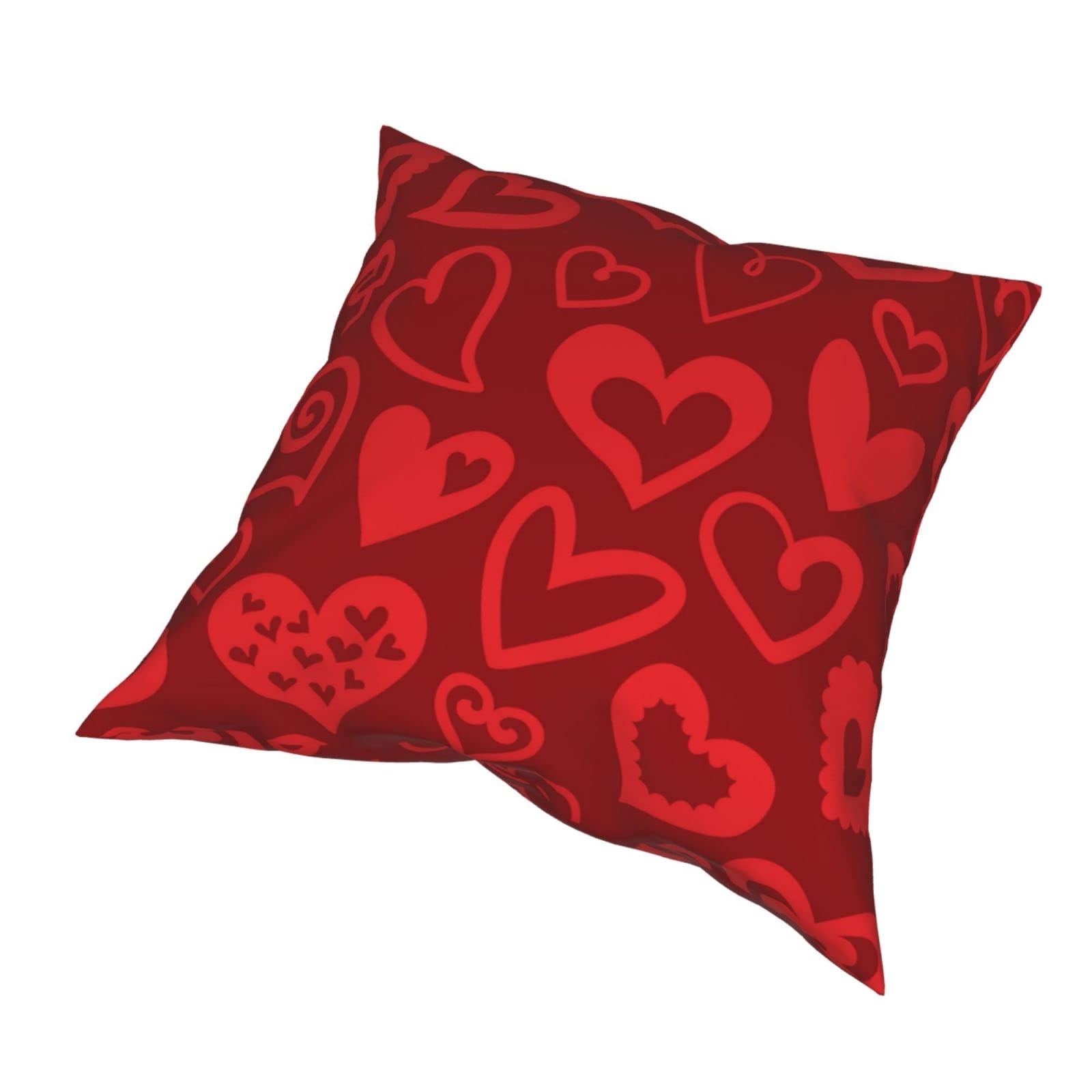 Valentine's Day Love Heart Red Black Decorative Throw Pillow Covers for Sofa, Bed, Chair - Soft Cushion Cases for Home, Bedroom, Car & Living Room Decor - Perfect for Romantic Gifts & Cozy Home Styling
