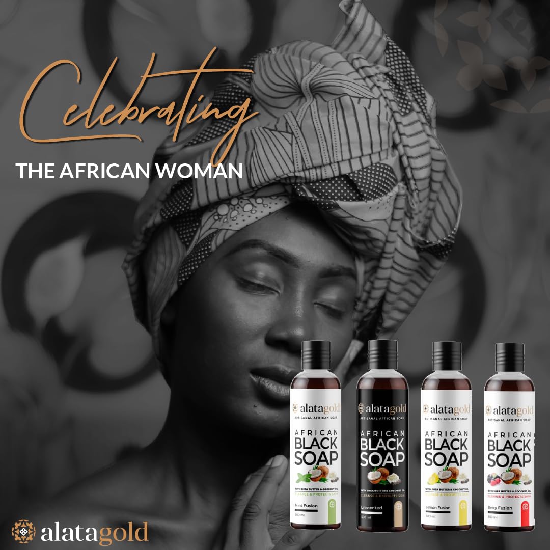 African Black Soap Liquid Body Wash (Pack of 2) - Moisturizing Black African Soap with Shea Butter, Aloe Vera, Honey & Coconut Oil - Deep Cleansing & Hydrating Body Wash for Dry, Sensitive Skin - 16.9 fl oz (Lemon Scent) - Perfect for Daily Shower, Spa Day & Post-Workout Refreshment