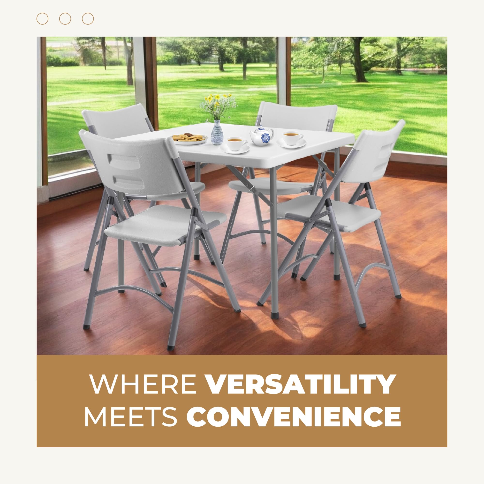 OEF Furnishings 36 Inch Square Heavy Duty Folding Table - Light Grey Durable Plastic Table for Indoor & Outdoor Use | Perfect for Parties, Picnics, Camping, and Events