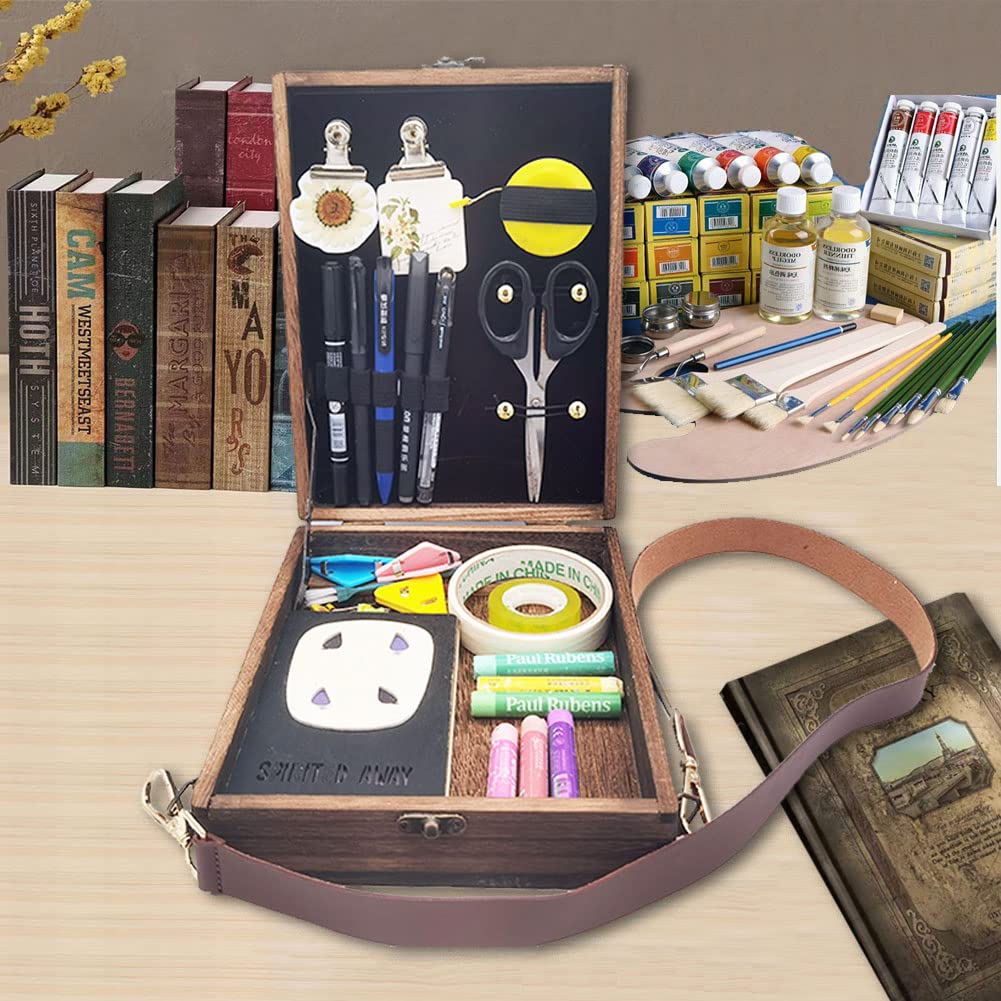 YCOSAN Wooden Artist Messenger Box - Portable Sketch Box Easel & Tool Bag for Drawing, Painting - Perfect Gift for Artists, Writers - Ideal for Outdoor Sketching, Studio Work & Travel