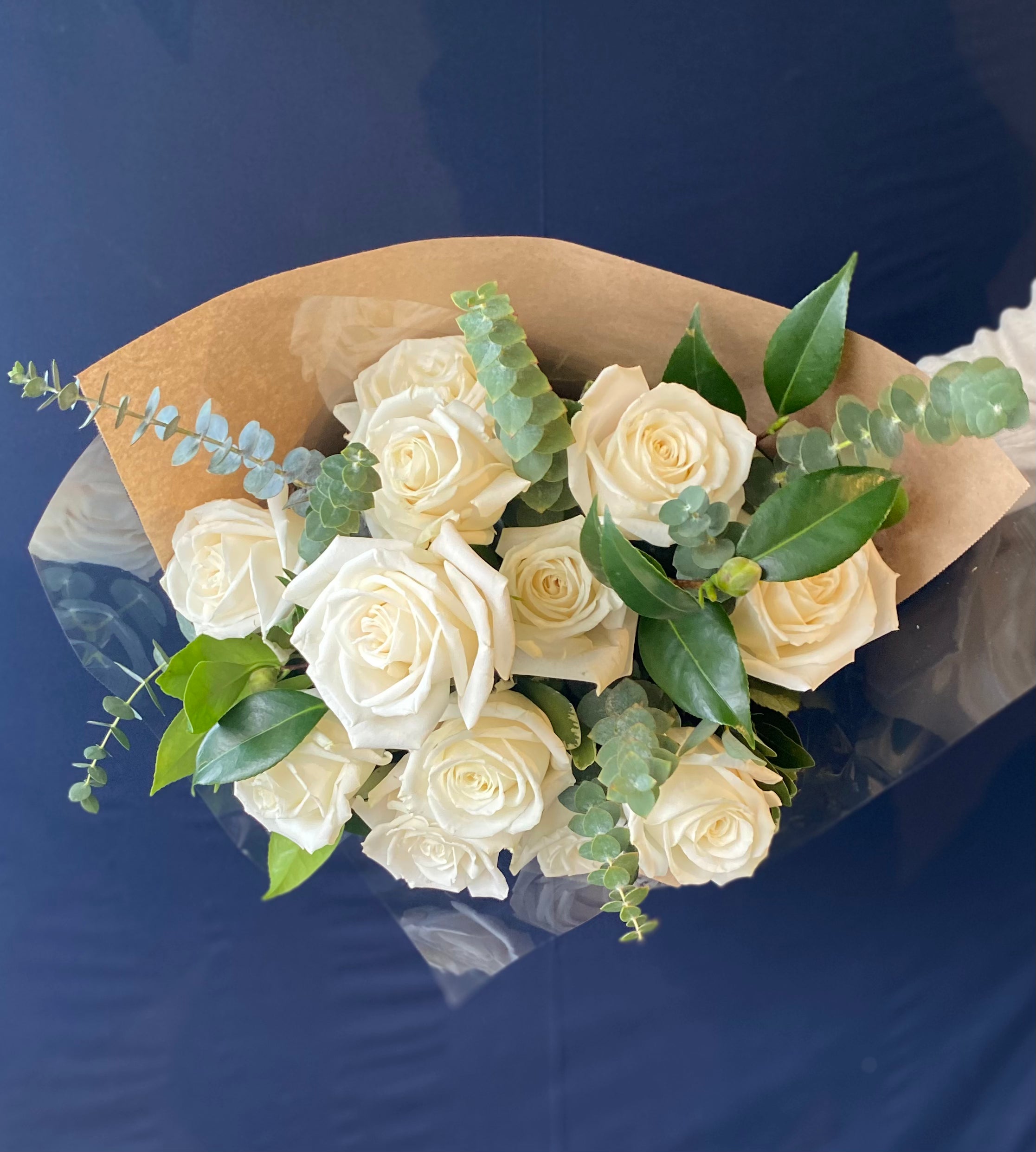 1 Dozen Fresh White Roses Hand-Tied Bouquet - Premium Long-Stemmed Flowers for Weddings, Anniversaries & Romantic Gifts ($130)