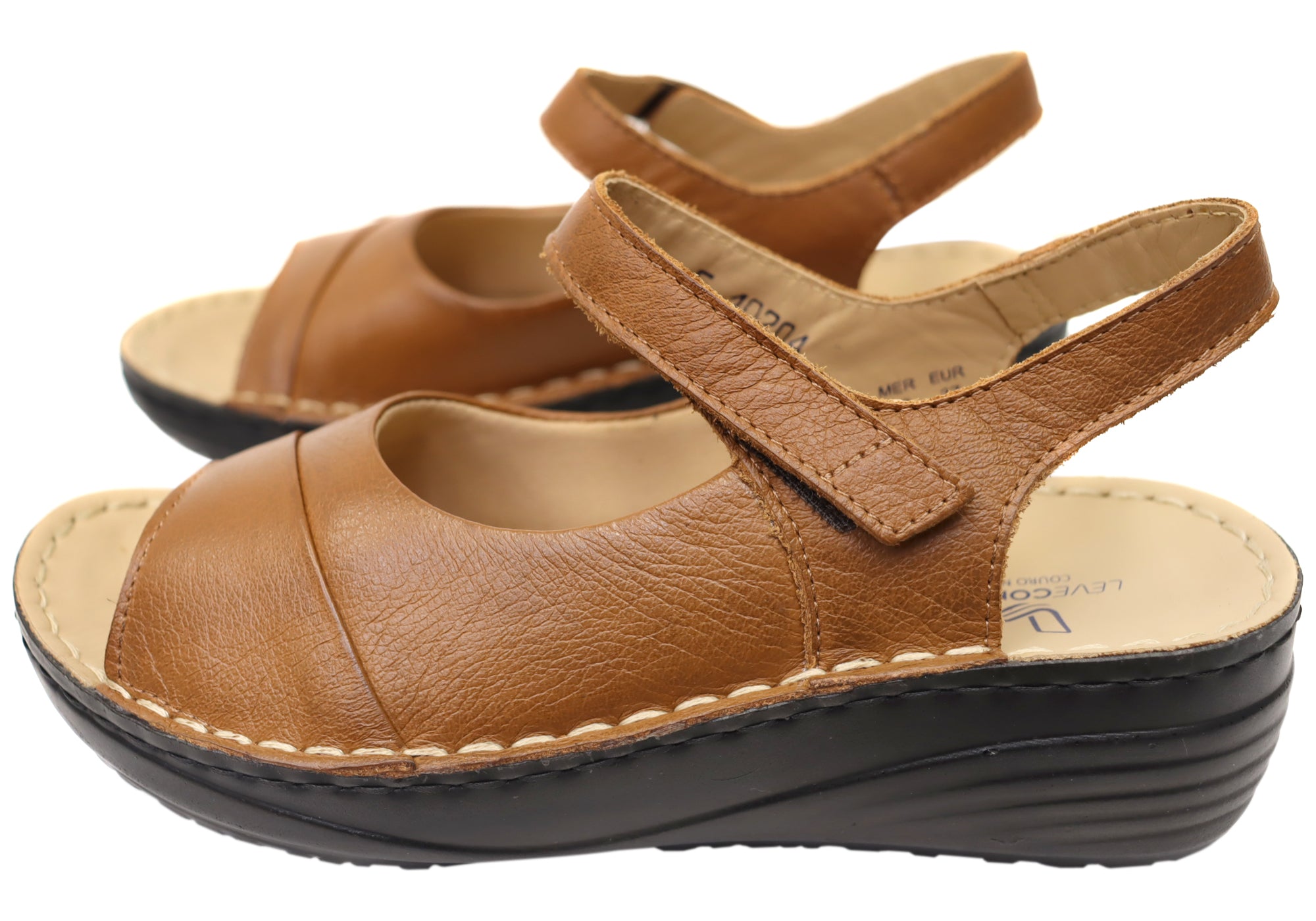 Levecomfort Lelia Women's Brazilian Comfortable Leather Sandals - Stylish & Supportive Summer Footwear for Beach, Travel & Casual Outings