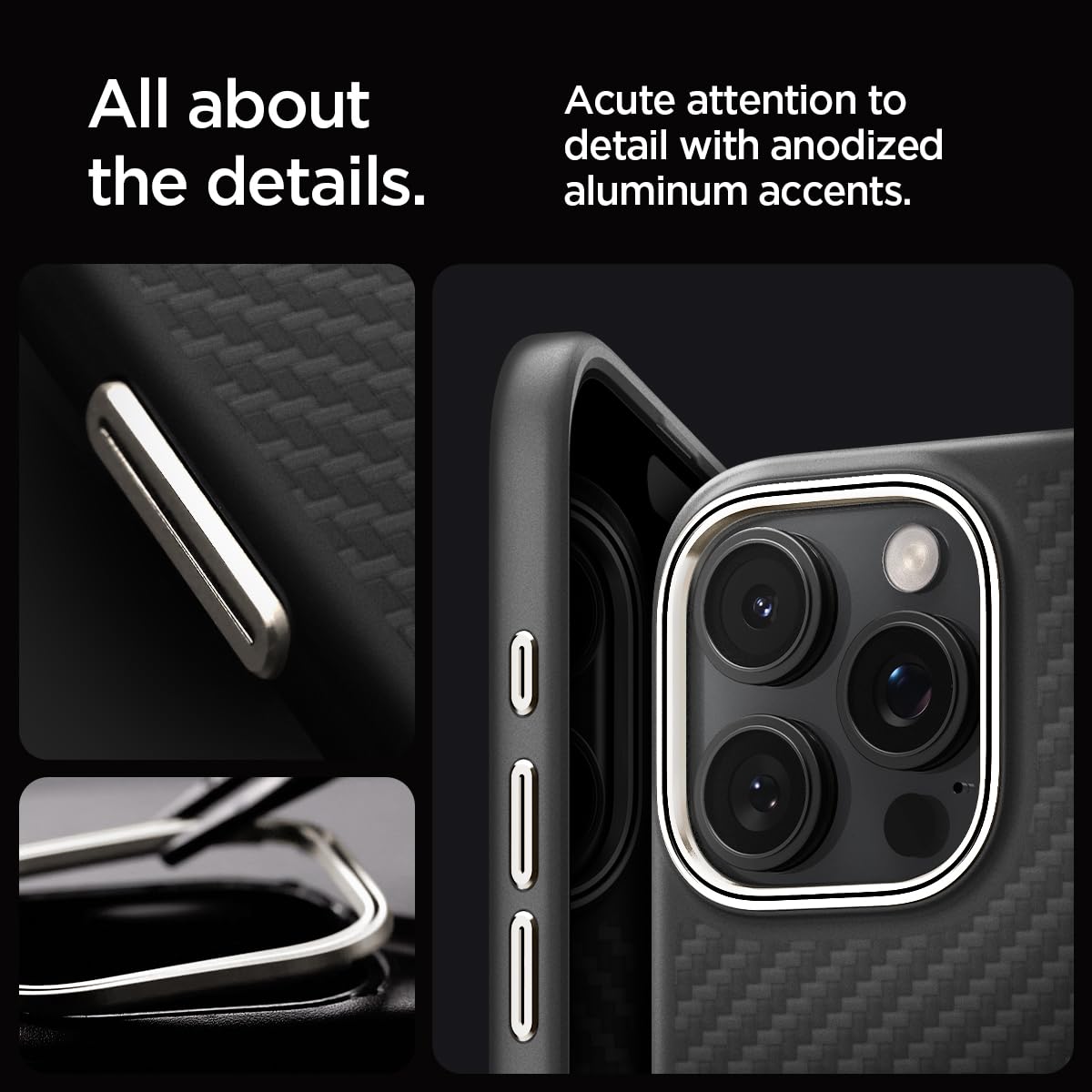 Spigen Enzo Aramid Case for iPhone 16 Pro - Slim Protective Cover with Premium Design | Perfect for Everyday Use, Travel & Business (Black/Natural)