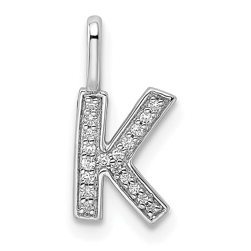 14K White Gold Diamond Letter K Initial Monogram Pendant Necklace - Elegant Personalized Jewelry for Women, Perfect Gift for Her - Ideal for Birthdays, Anniversaries, Valentine's Day & Special Occasions
