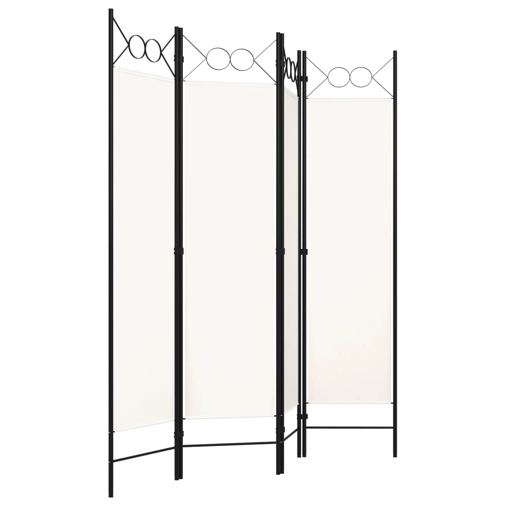 SKM 4-Panel Room Divider - Cream White Folding Privacy Screen 63