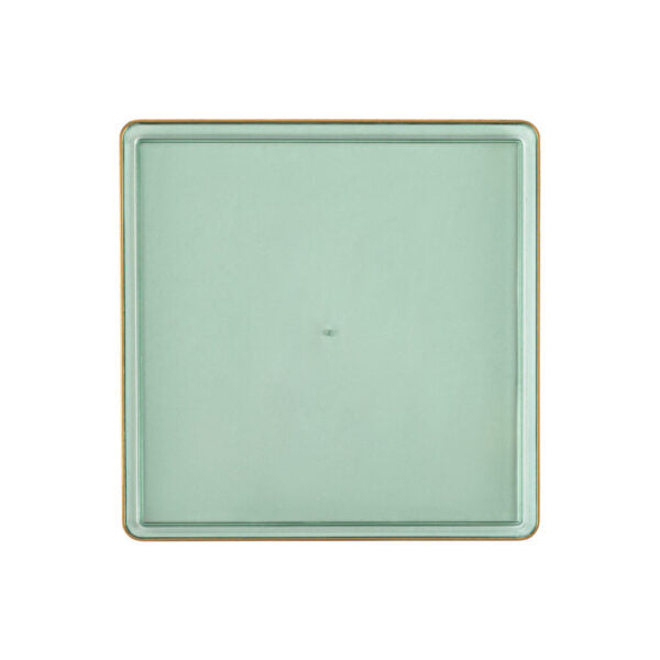 20-Piece Green & Gold Square Plastic Dinnerware Set - Durable Disposable Plates, Bowls & Cups for 10 Guests - Elegant Square Edge Design - Perfect for Parties, Weddings & Outdoor Events