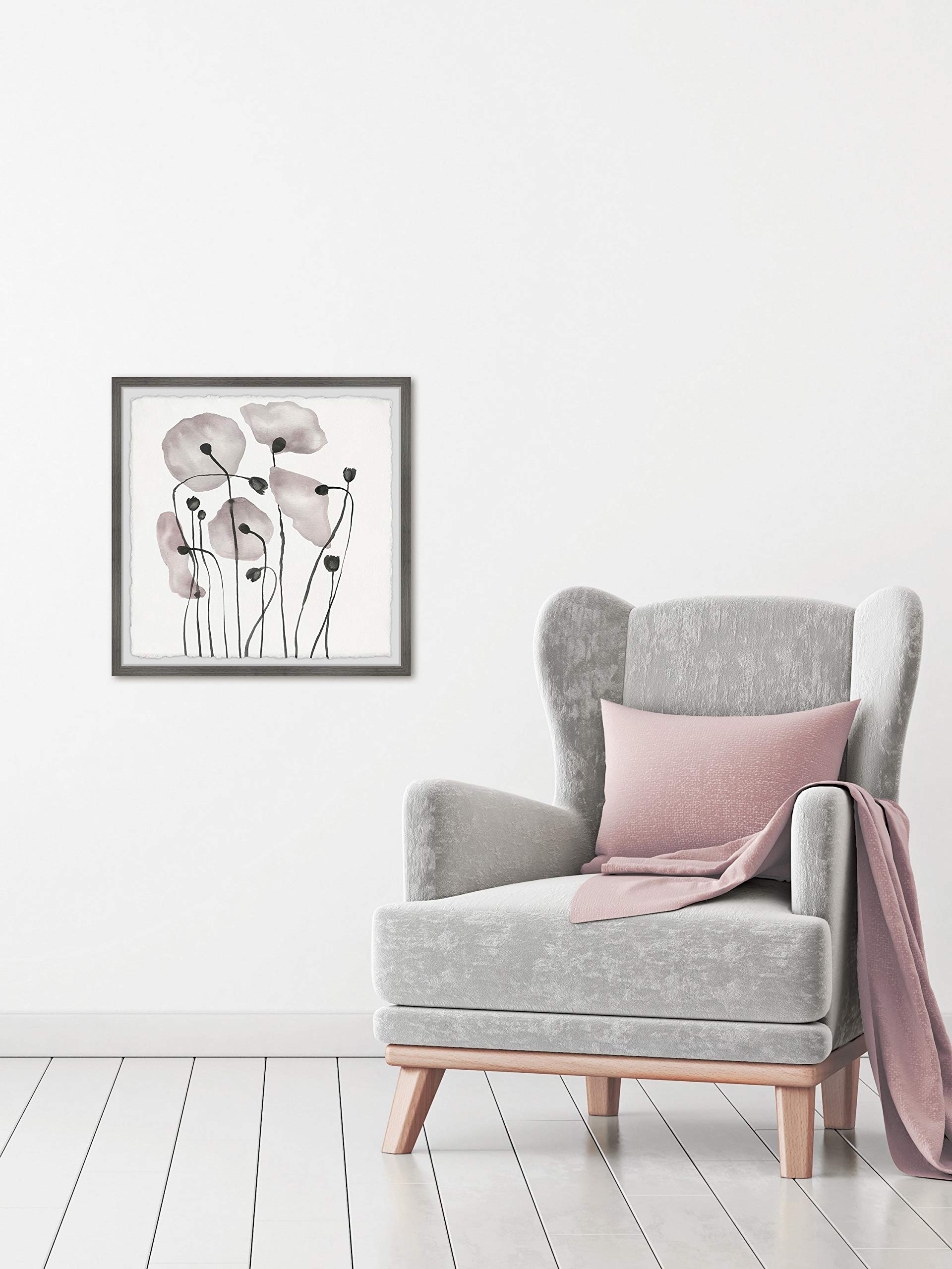 Marmont Hill Pink Poppy Bloom Framed Canvas Art Print 18x18 - Floral Wall Decor for Living Room, Bedroom & Office