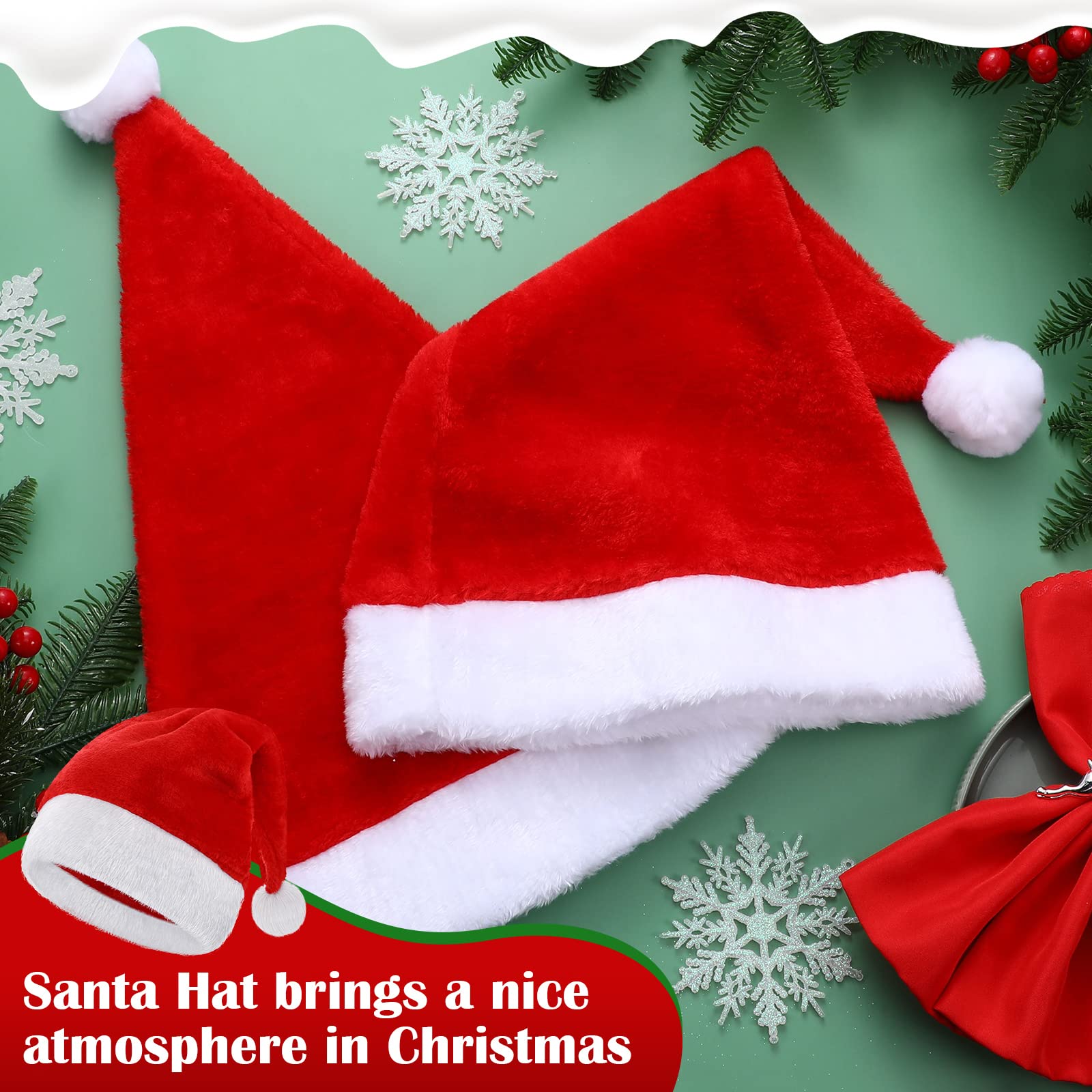 20 Pack Velvet Santa Hats for Adults - Bulk Christmas Party Hats Unisex with Soft Lining - Holiday Festive Costume Accessories for Family Gatherings, Office Parties & New Year Celebrations