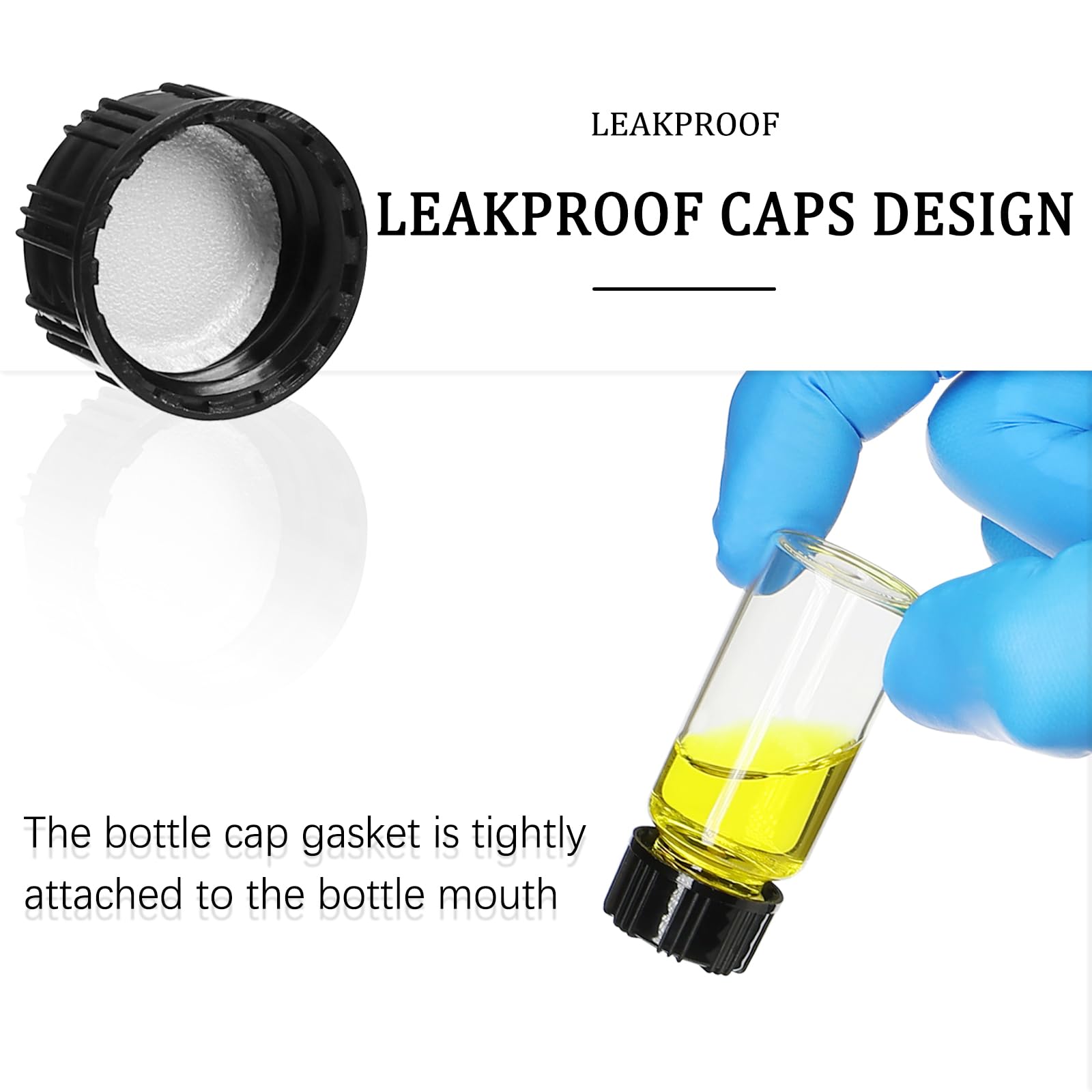 0.3 Oz Clear Glass Vials with Screw Cap - 10 Pack Empty Sample Bottles for Essential Oils, Perfume, Travel & DIY Liquids - Leak Proof Small Glass Containers for Cosmetics, Medicine & Laboratory Use