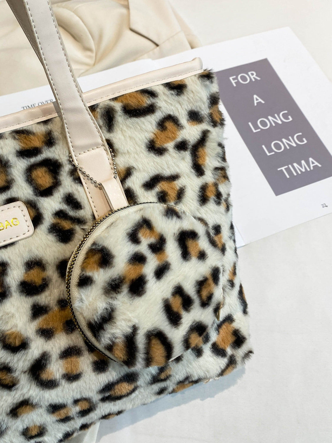 Stylish Leopard Print Faux Fur Tote Bag with Detachable Coin Purse - Women's Fashion Handbag for Work, Travel & Shopping