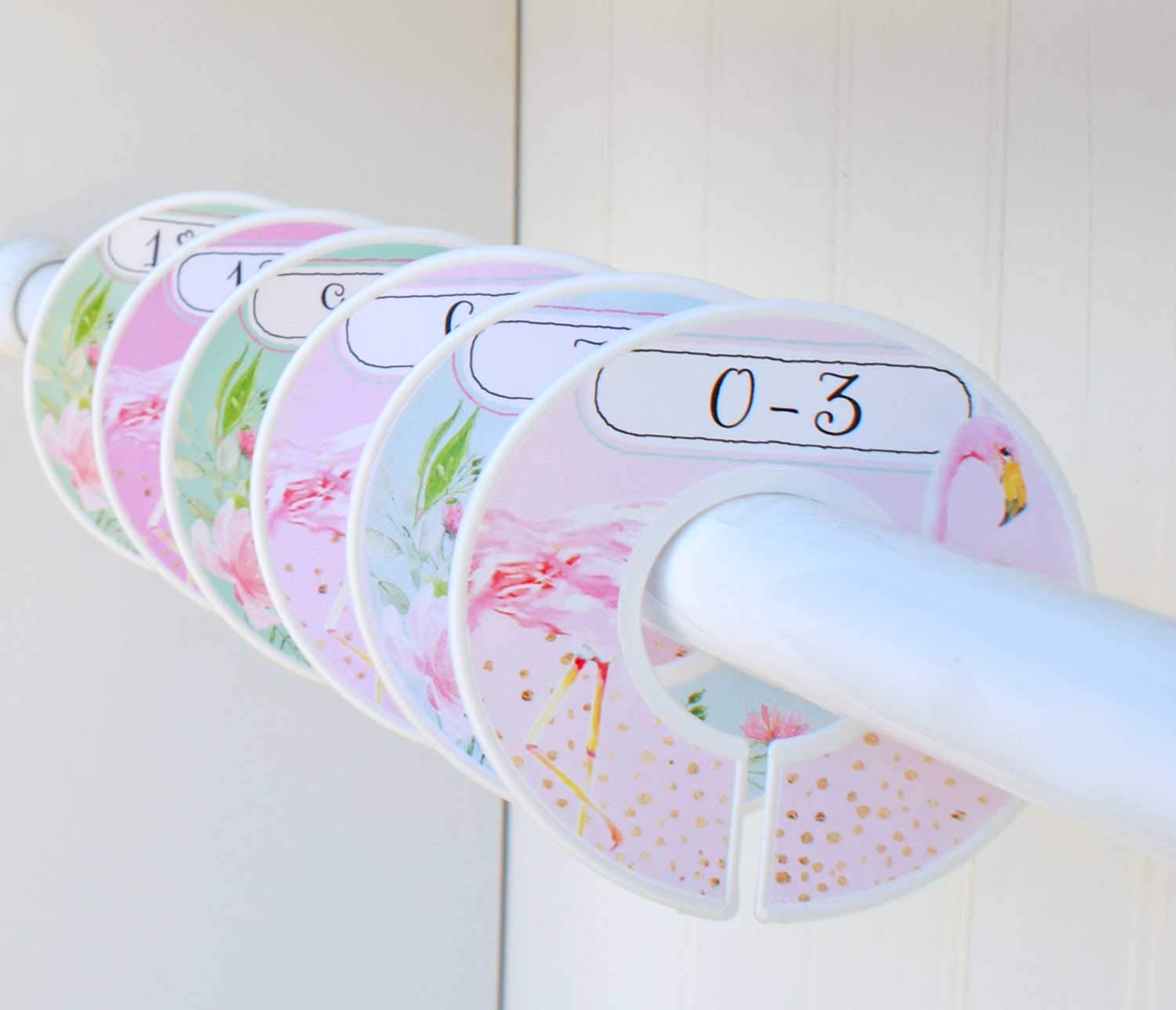 Floral Flamingo Baby Girl Closet Dividers - Nursery Organization for Newborn & Toddler Clothes - Perfect for Nursery, Baby Shower & Kids Room Organization