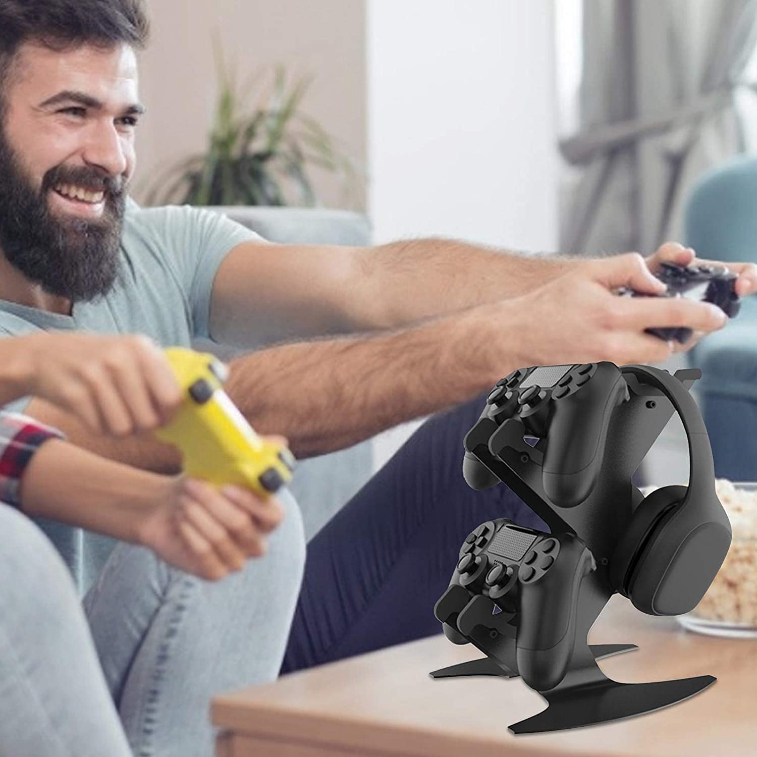 Universal Aluminum Game Controller Holder & Headset Stand - Compatible with Xbox Series X/S, Xbox One, PS5, PS4, Nintendo Switch & PC - Perfect Gaming Accessories Organizer for Your Gaming Setup (Living Room, Bedroom, Game Room)
