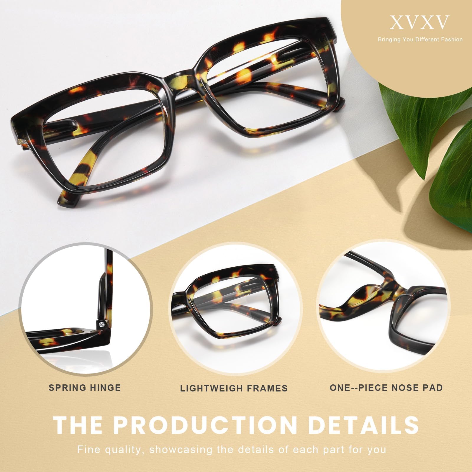Blue Light Blocking Reading Glasses for Women & Men - Anti Glare Oversized Square Readers with Spring Hinge for Computer Work, Reading & Office Use