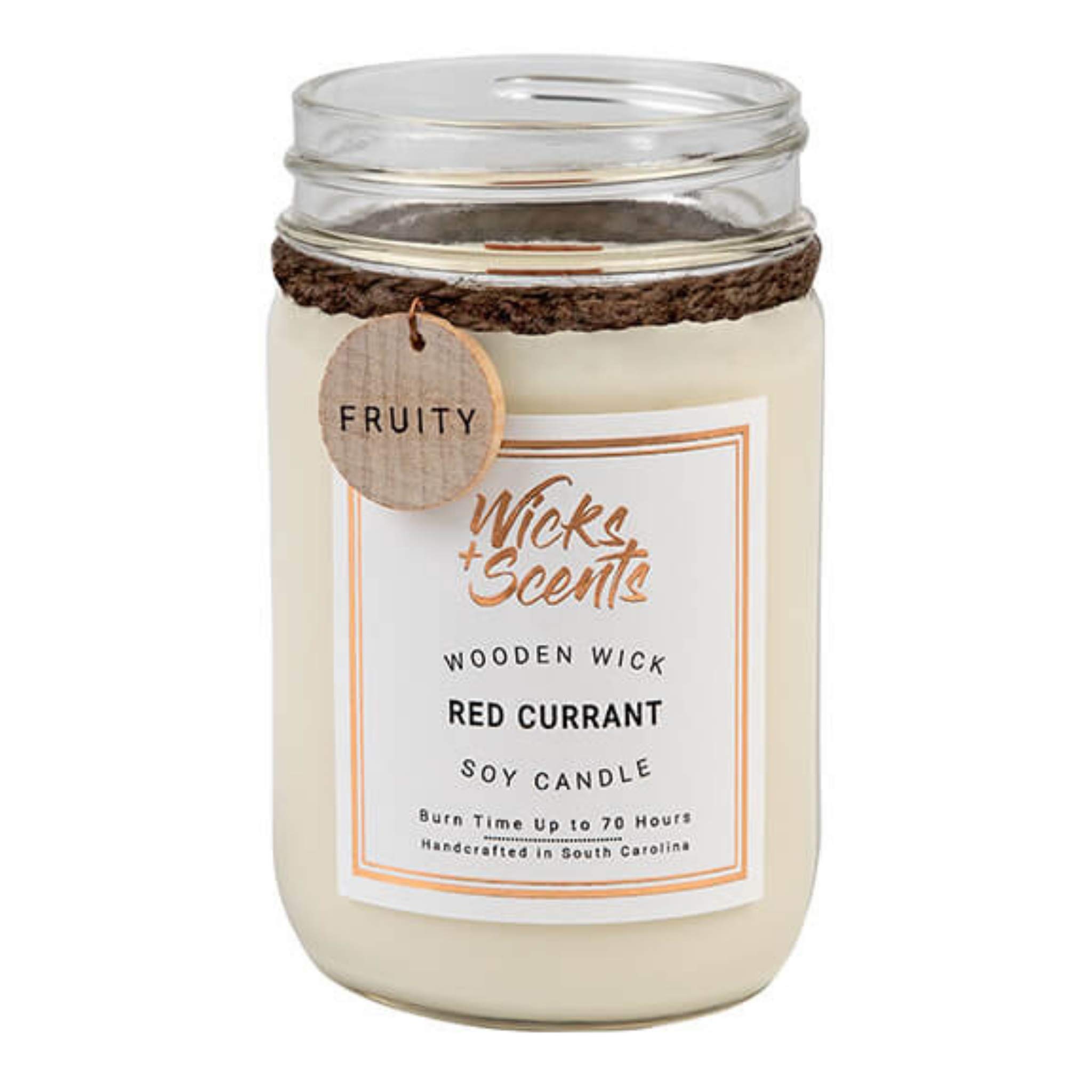 Red Currant Scented Soy Candle with Wooden Wick - Natural Aromatherapy for Relaxation & Home Decor