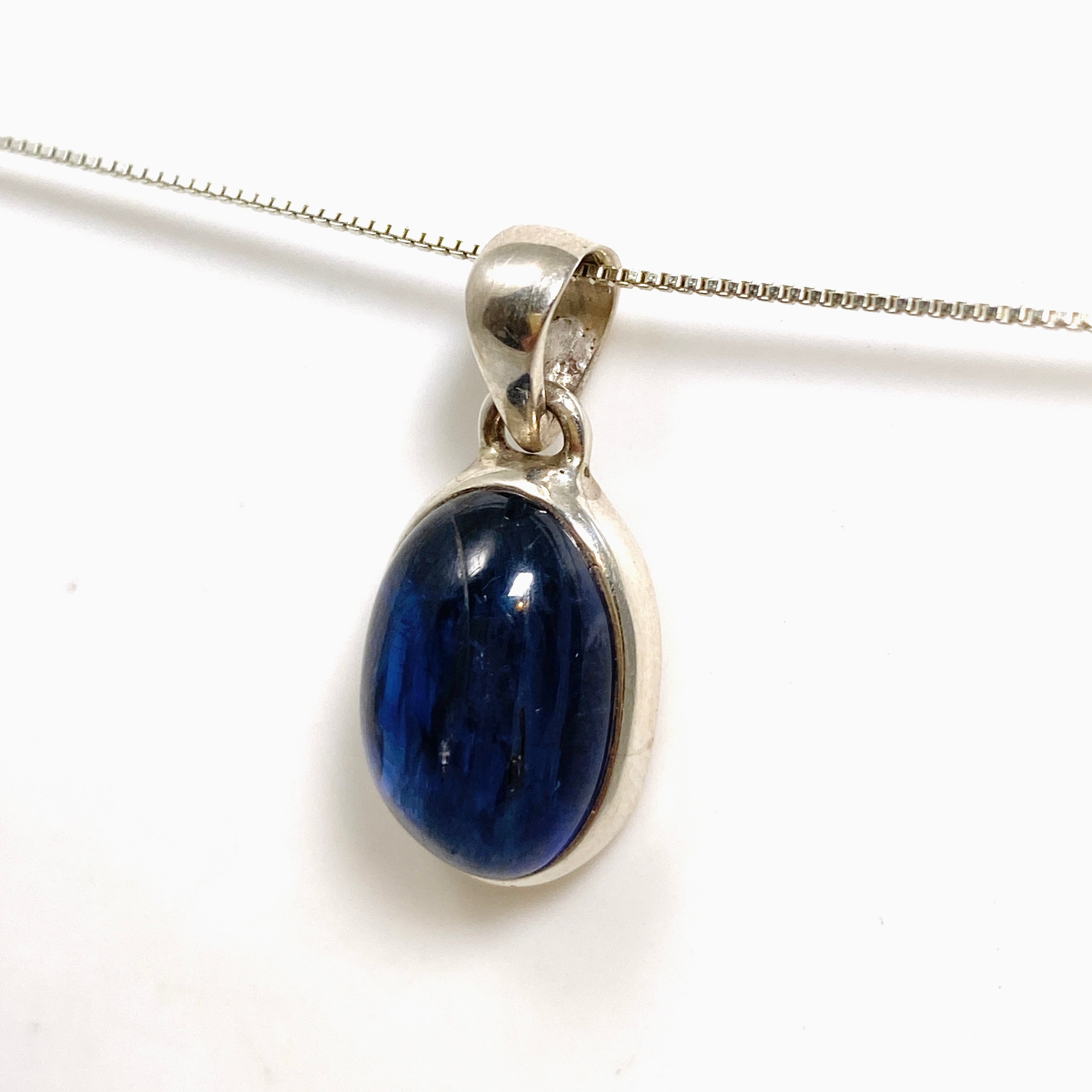 Natural Blue Kyanite Oval Cabochon Pendant Necklace - Handmade Gemstone Jewelry for Women - Perfect for Meditation, Healing & Spiritual Energy Work