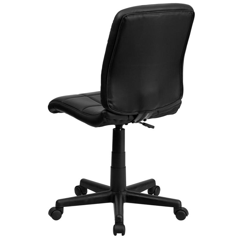 FLASH Clayton Mid Back Black Quilted Vinyl Swivel Task Office Chair with Arms - Ergonomic Desk Chair for Home Office, Computer Workstation & Conference Room