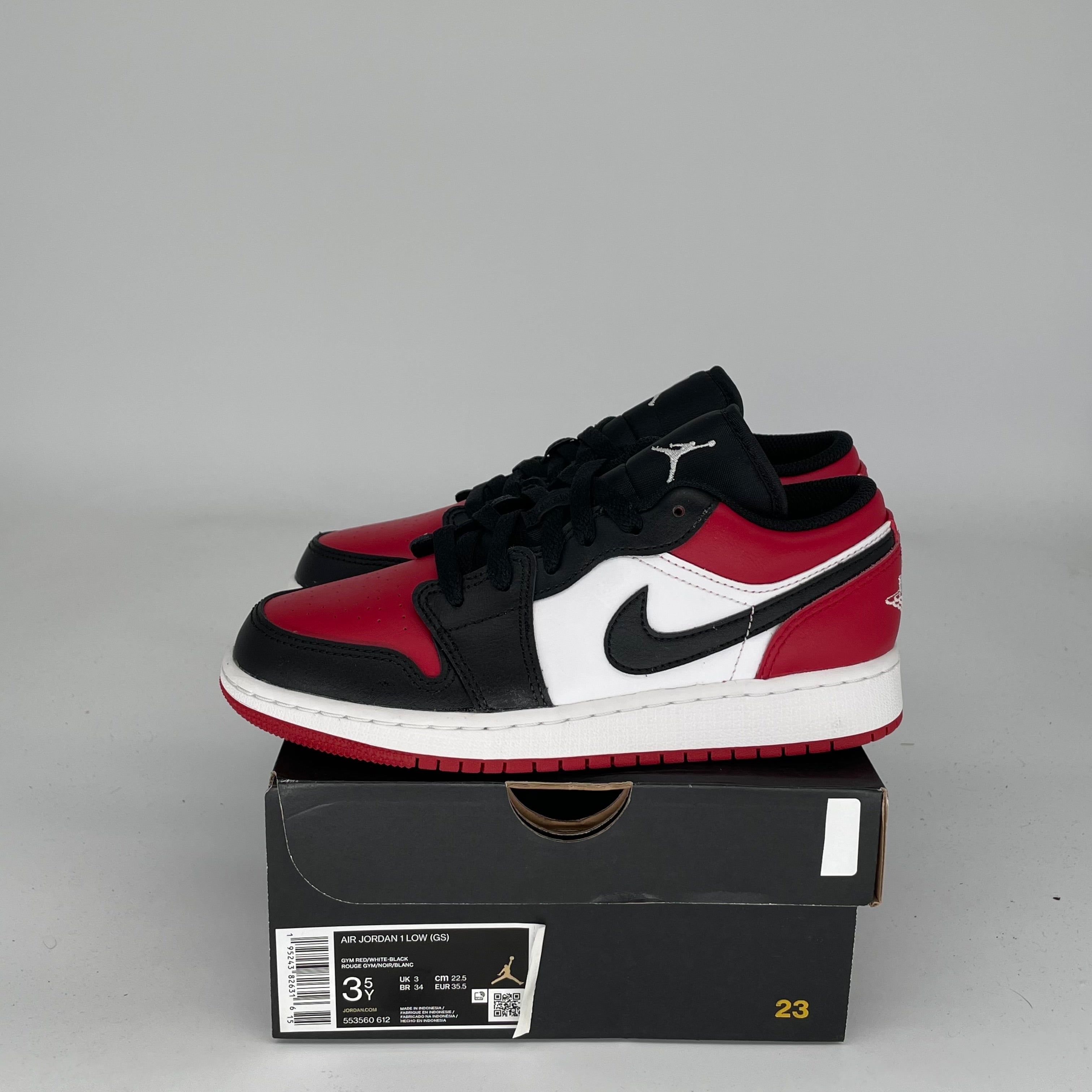 Original Air Jordan 1 Retro High OG 'Bred Toe' Basketball Shoes Size 3.5Y (553560-612) - Men's/Women's Sneakers for Sports, Streetwear & Casual Fashion