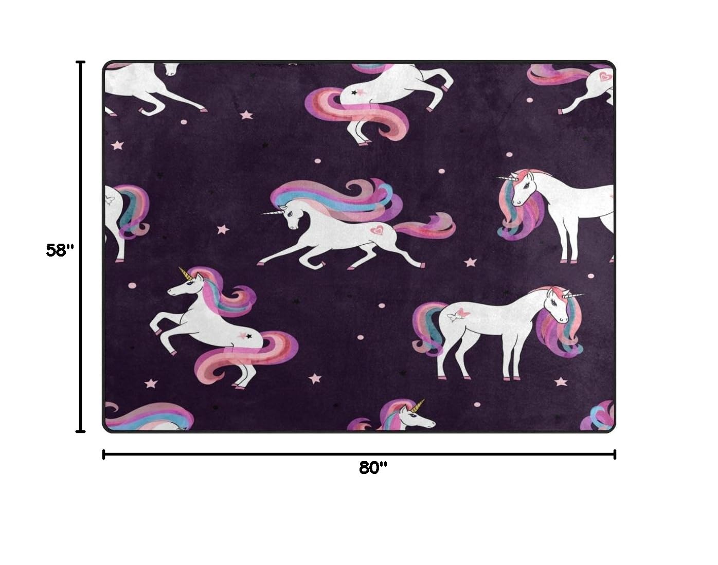 ALAZA 7' x 5' Cartoon Unicorn Star Area Rug - Soft Non-Slip Kids Room Carpet for Bedroom, Living Room & Nursery - Perfect for Playrooms, Dorm Decor and Fantasy Themed Spaces
