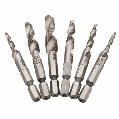Cumuul Pro 6-Piece Titanium Steel Drill and Tap Bit Set for Drilling, Tapping, Countersinking - Perfect for Metalworking, DIY Projects & Home Repairs