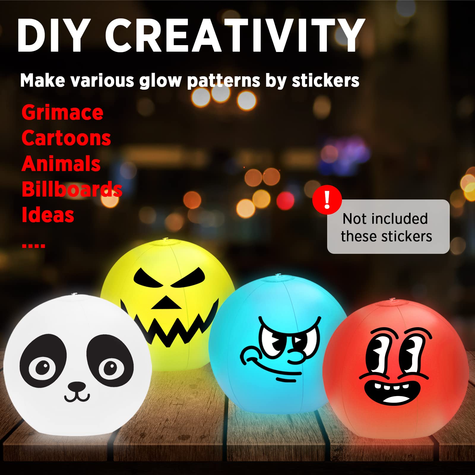 4 Pack LED Light Up Beach Balls for Kids - 12