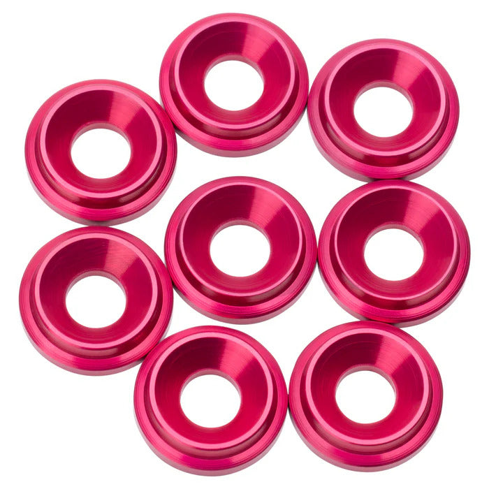 Hot Pink M3 Aluminum Countersunk Washers (8-Pack) - Perfect for DIY Projects, Furniture Assembly & Automotive Repairs