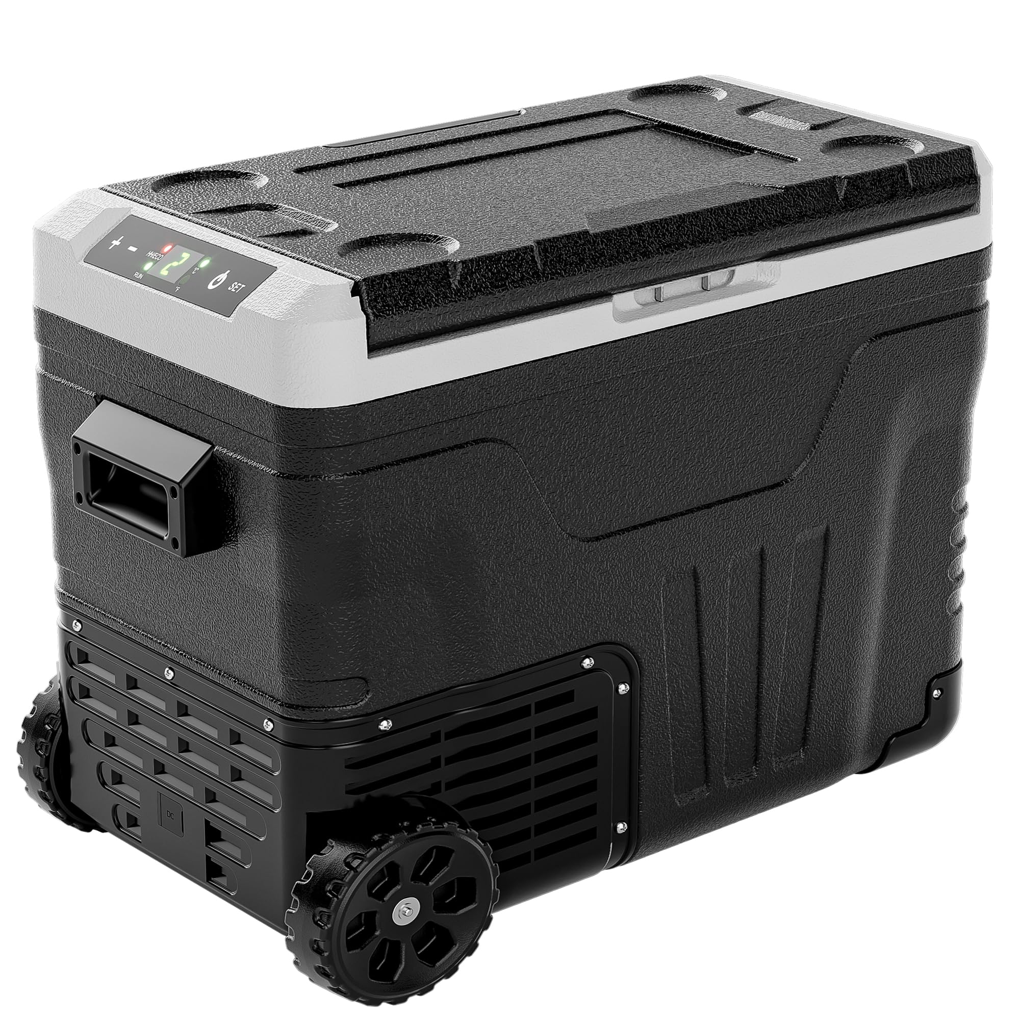 EUHOMY 12V/24V DC 53QT Portable Refrigerator Freezer -4°F to 68°F, 12 Volt Electric Cooler with Wheels & 2 Baskets for Car, RV, Truck, Boat, Camping & Outdoor Adventures | AC 110-240V Compatible | Perfect for Road Trips, Picnics & Tailgating