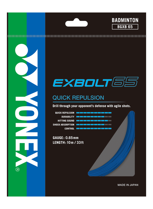 Yonex Exbolt 65 Badminton String Set (10m) - High Performance Badminton Racket String for Professional Players - Perfect for Tournament Play & Training Sessions