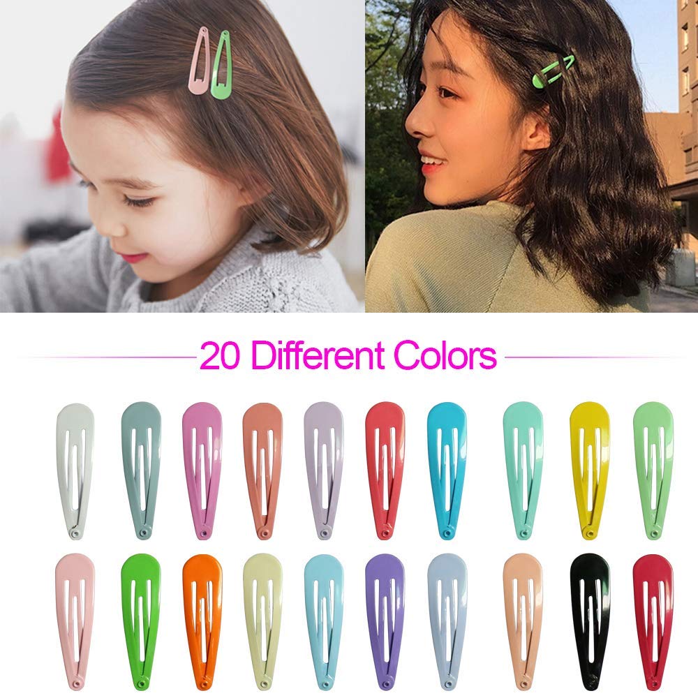 INHEAVEN 20 Pcs Snap Hair Clips for Girls - Premium Non-Slip Metal Hair Barrettes for Toddlers & Kids (2 Inch, 10 Colors) - Perfect for School, Parties & Daily Hair Styling