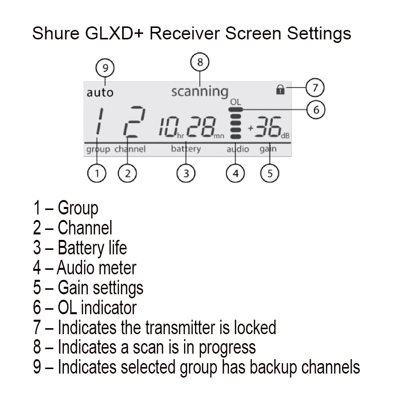 Shure GLXD4+ Digital Wireless Guitar System Receiver - Professional Grade for Live Performances & Studio Recording | Perfect for Musicians, Bands & Audio Engineers