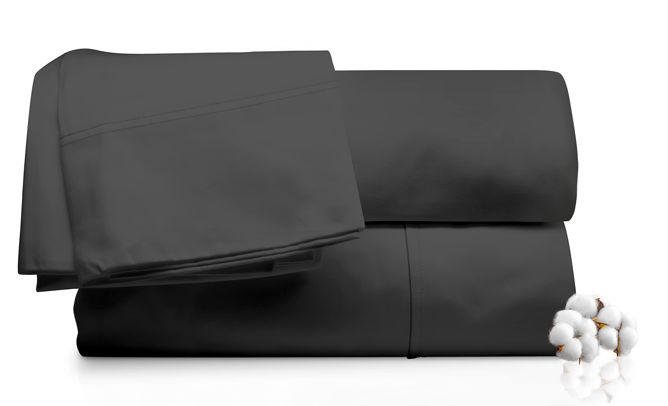 HELANI 1000 Thread Count 100% Egyptian Cotton Queen Size Bed Sheet Set - 4 Piece Dark Grey Sateen Weave Luxury Bedding with 16