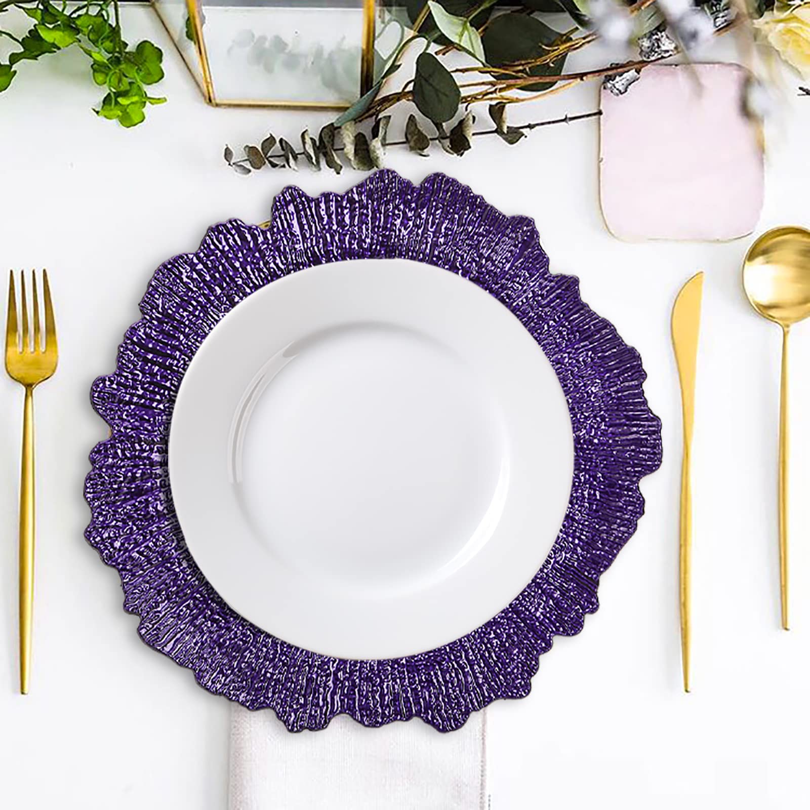 12 Pack Purple Charger Plates - 13
