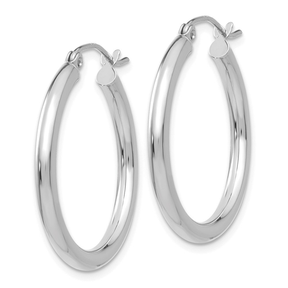 10K White Gold Polished 2.5mm Tube Hoop Earrings for Women - Classic Circle Earrings for Everyday Wear, Gift Giving & Special Occasions