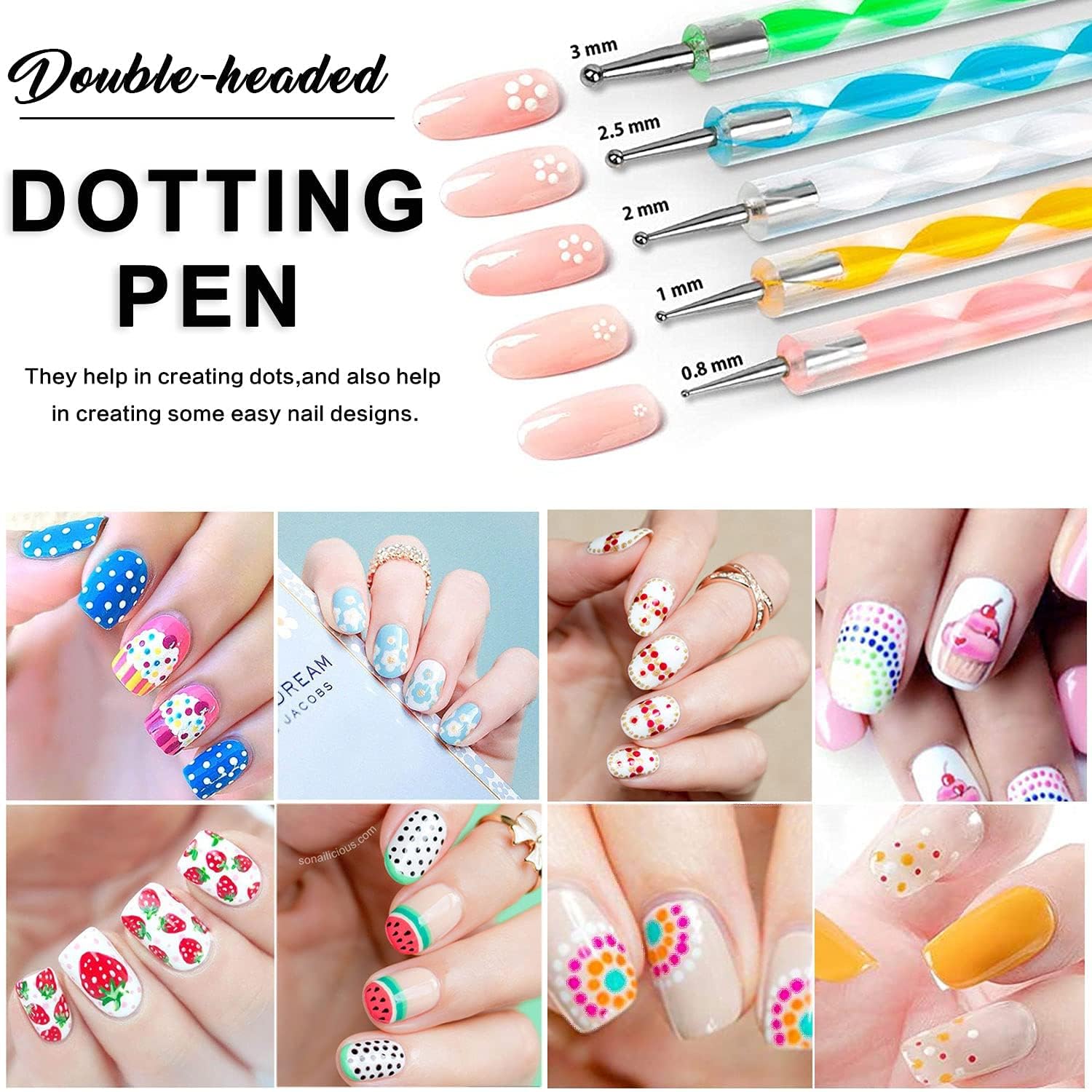 20-Piece Professional Nail Art Brush Set with Dotting Tools - UV Polish & Design Painting Kit for Salon & DIY Manicures - Perfect for Gel, Acrylic Nails & Creative Nail Art Designs