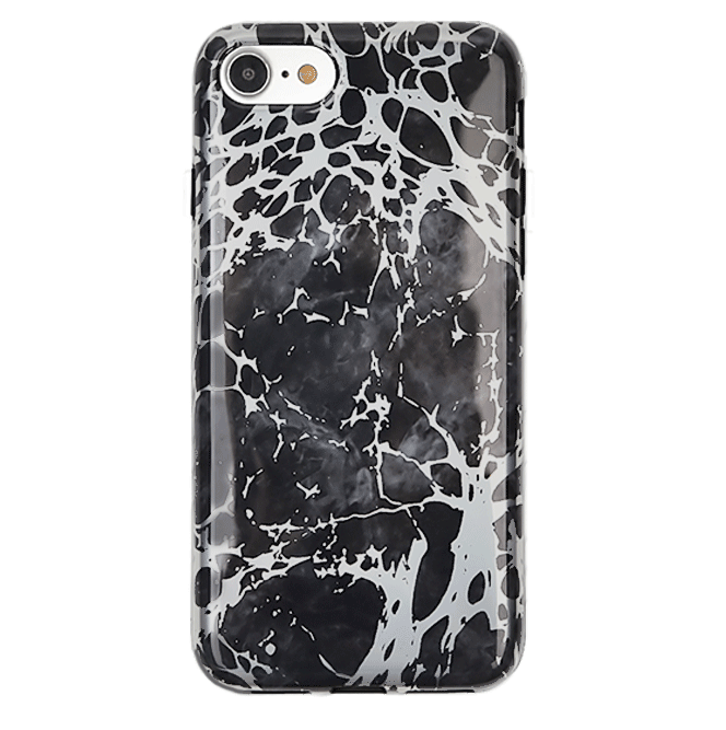 Black Marble Silver Chrome iPhone Case - Elegant & Durable Protective Cover for iPhone - Perfect for Work, Travel, and Everyday Use